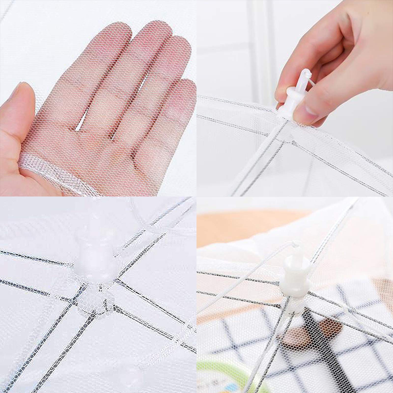 Pwsap 4 Pack Coprivivande a Rete Pieghevole AntiInsetti Copri Alimenti Copertura Tende Ombrello Pop-up Tenda Copertura Alimenti Tenere all' Aperto Cibo Copertura Fuori Mosche, Bug, Zanzare, 35 * 35cm