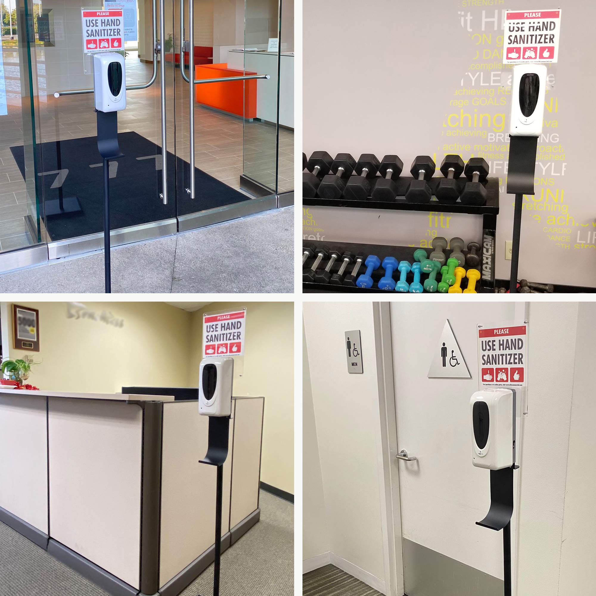 iTouchless Distributeur de désinfectant à capteur avec Support de Sol, capacité de 1000 ML, pour Gel, Liquide, Alcool, sans Contact et Automatique pour Une propreté améliorée dans Les Halls, magasins