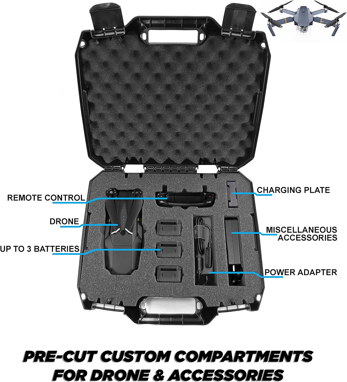 Casematix Travel Case Compatible with DJI Mavic 2 Pro Drone Quadcopter and Accessories