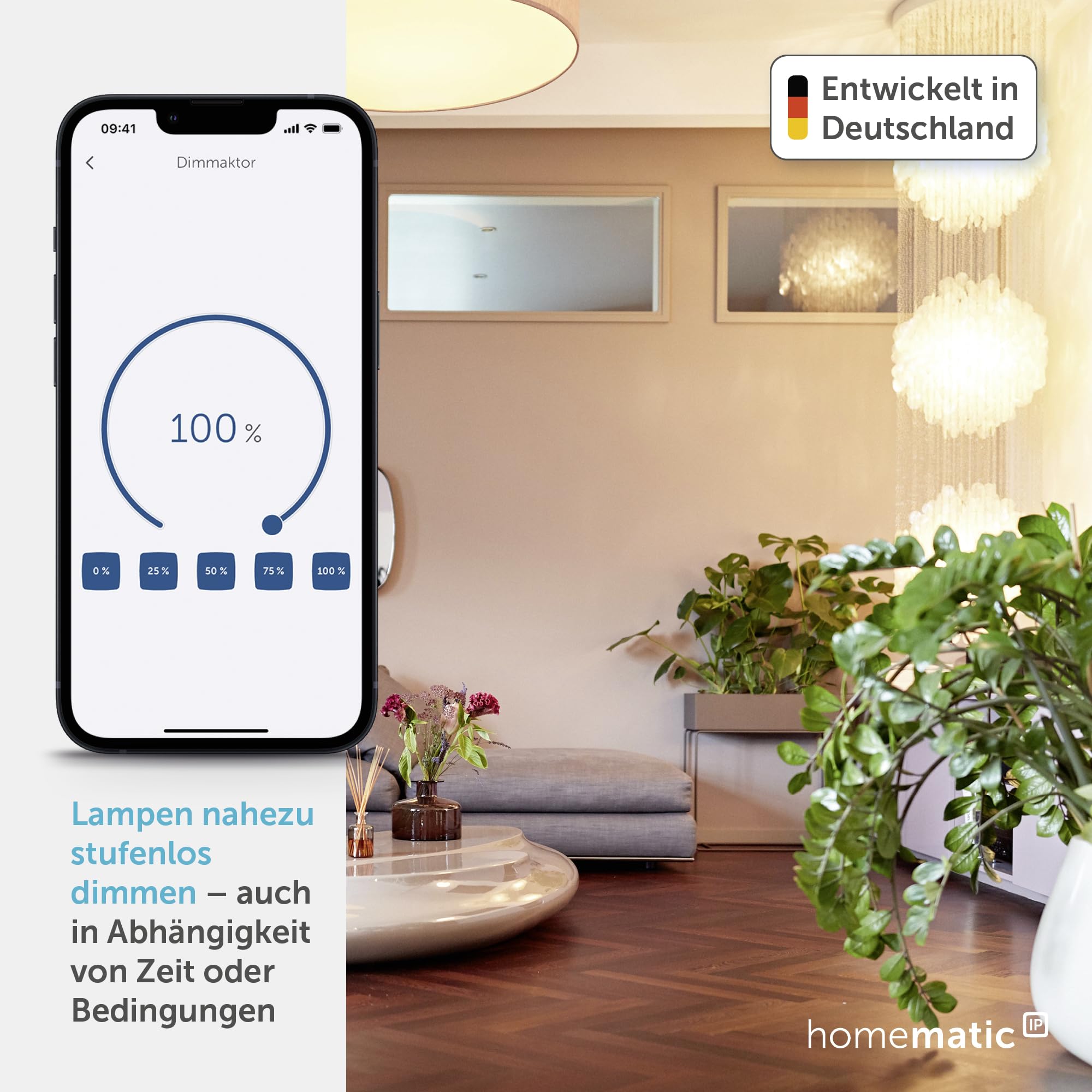 Homematic IP Dimmaktor Unterputz – Phasenabschnitt, Smart Home, dimmt Leuchten per App, Alexa & Google Home, digitaler Phasenabschnittsdimmer für dimmbare Leuchtmittel und LED-Lampen, 150609A0