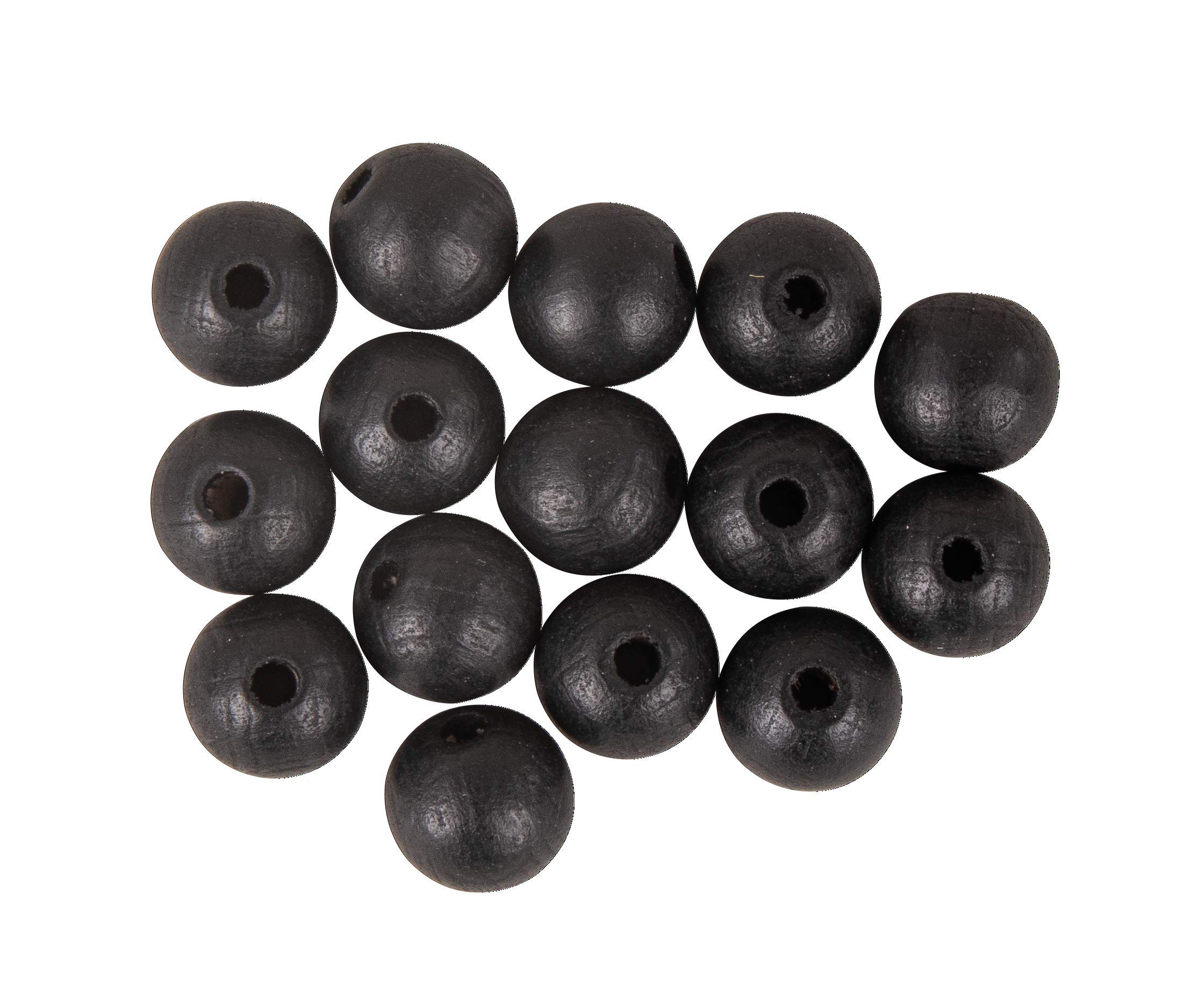 Rayher 63073576 wooden balls drilled FSC 100%, matt, diameter, black, self-service bag Pack of 35, Wood, ø 10 mm