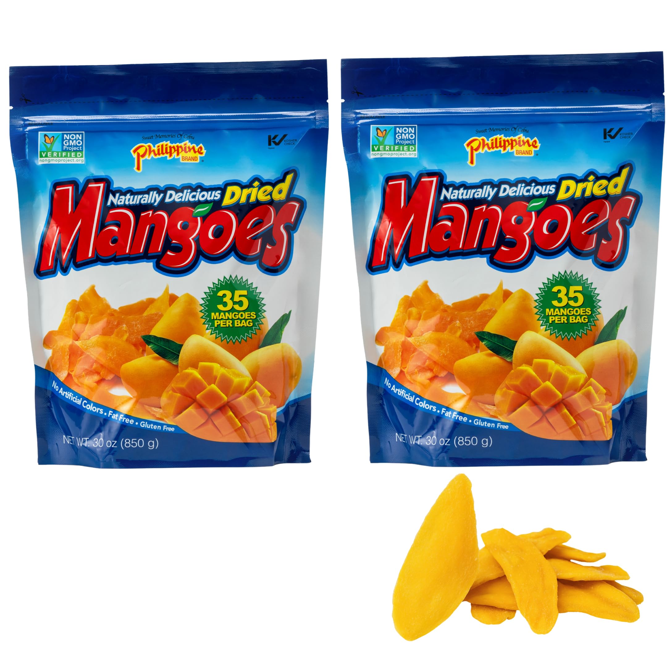 Naturally Delicious Dried Mangoes Tree Ripened 30 Ounces - Pack of 2