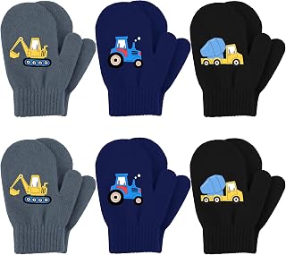 6 Pairs Toddler Magic Mittens Kids Winter Gloves for 1-3 Years Boys Girls