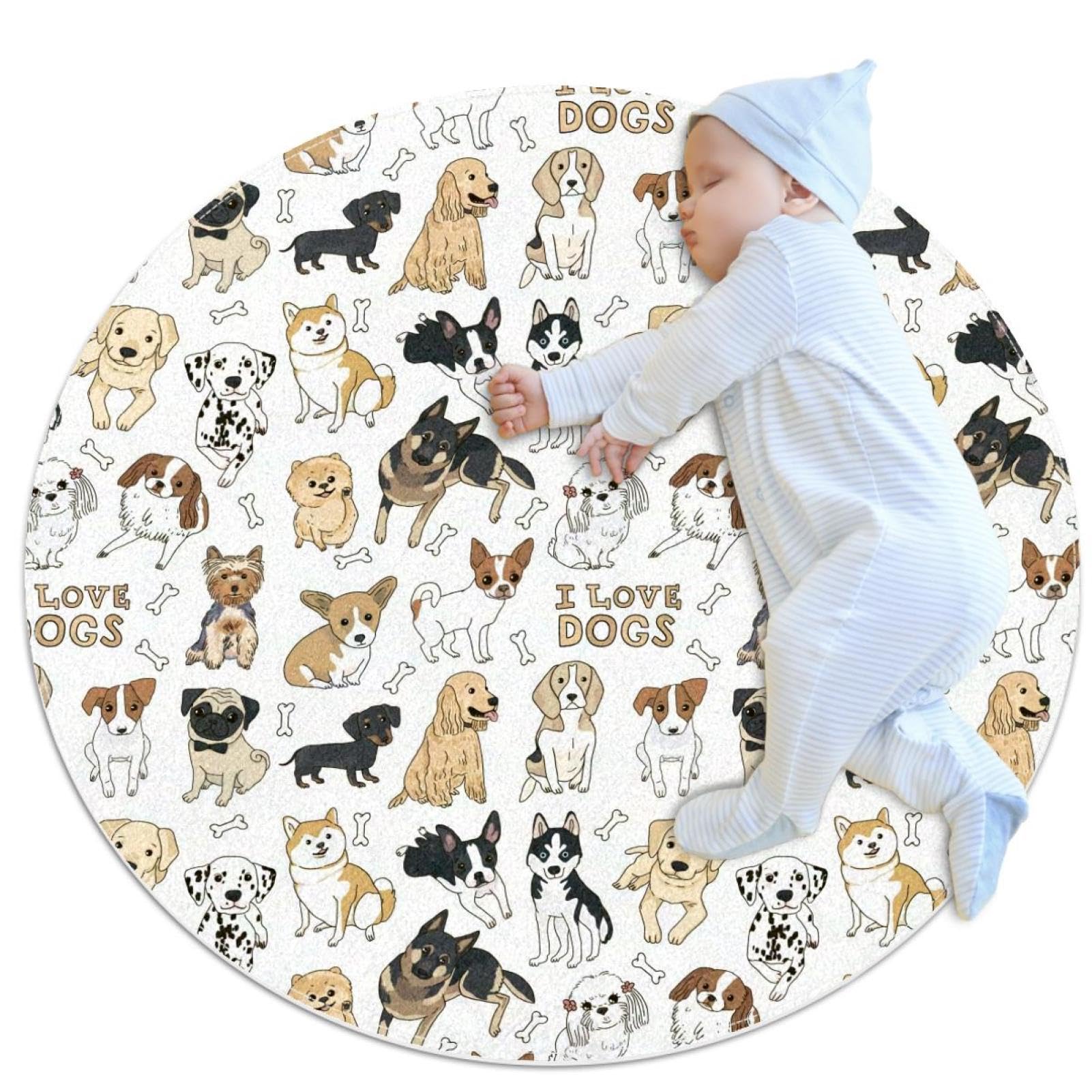 Tapis de salle de bain et chambre d'enfant rond 1m décor de canapé