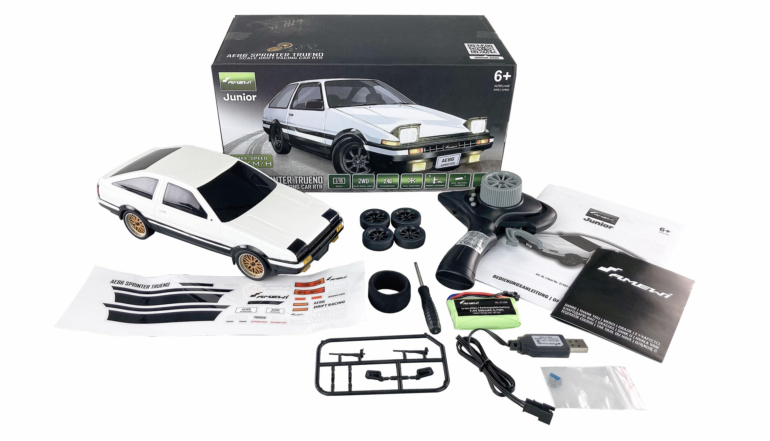 Amewi RC Auto AE86 Sprinter Drift Racing Car 1:18 RTR biały