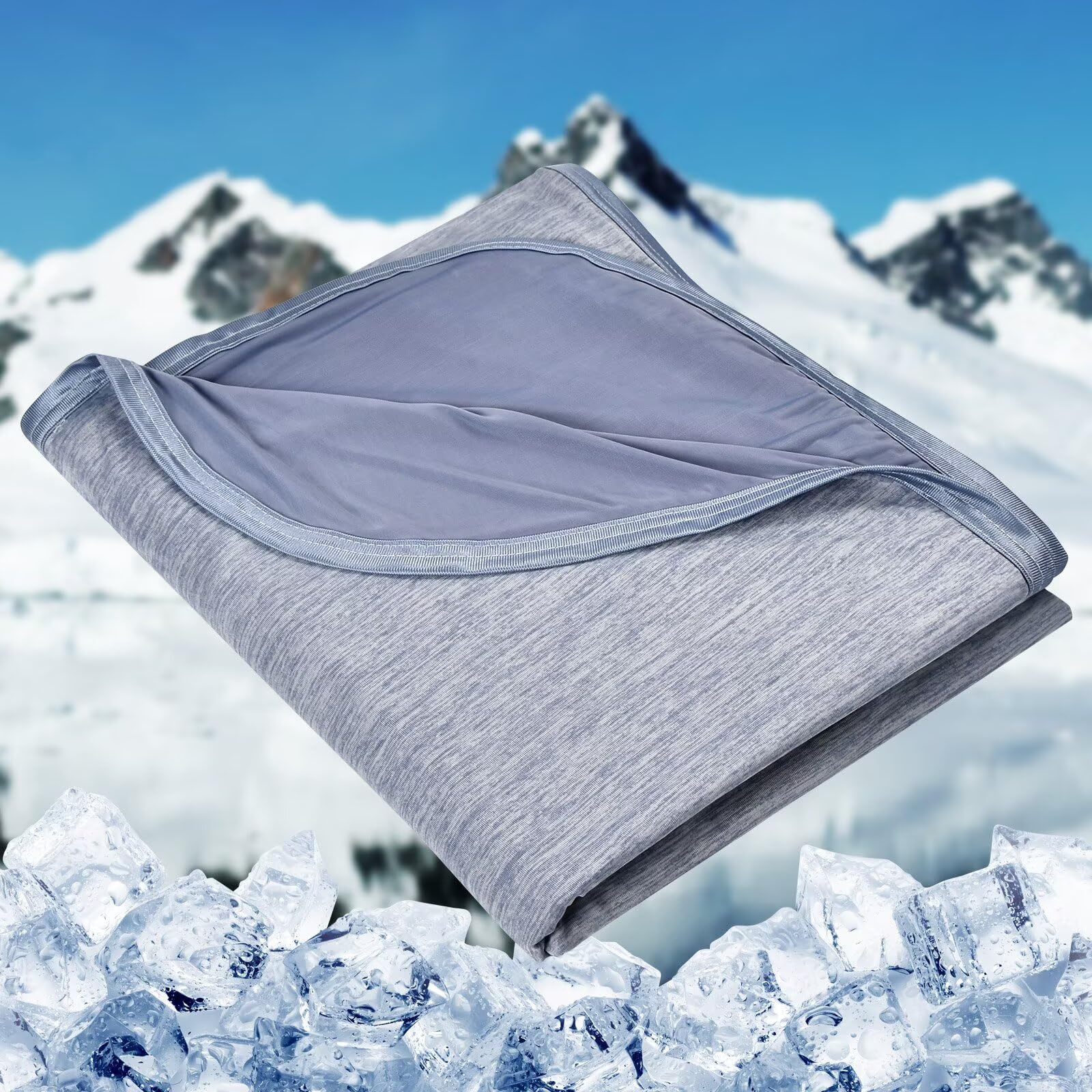 HOMFINE Cooling Blanket for Hot Sleepers Oversized Size, Blue 120"x120"