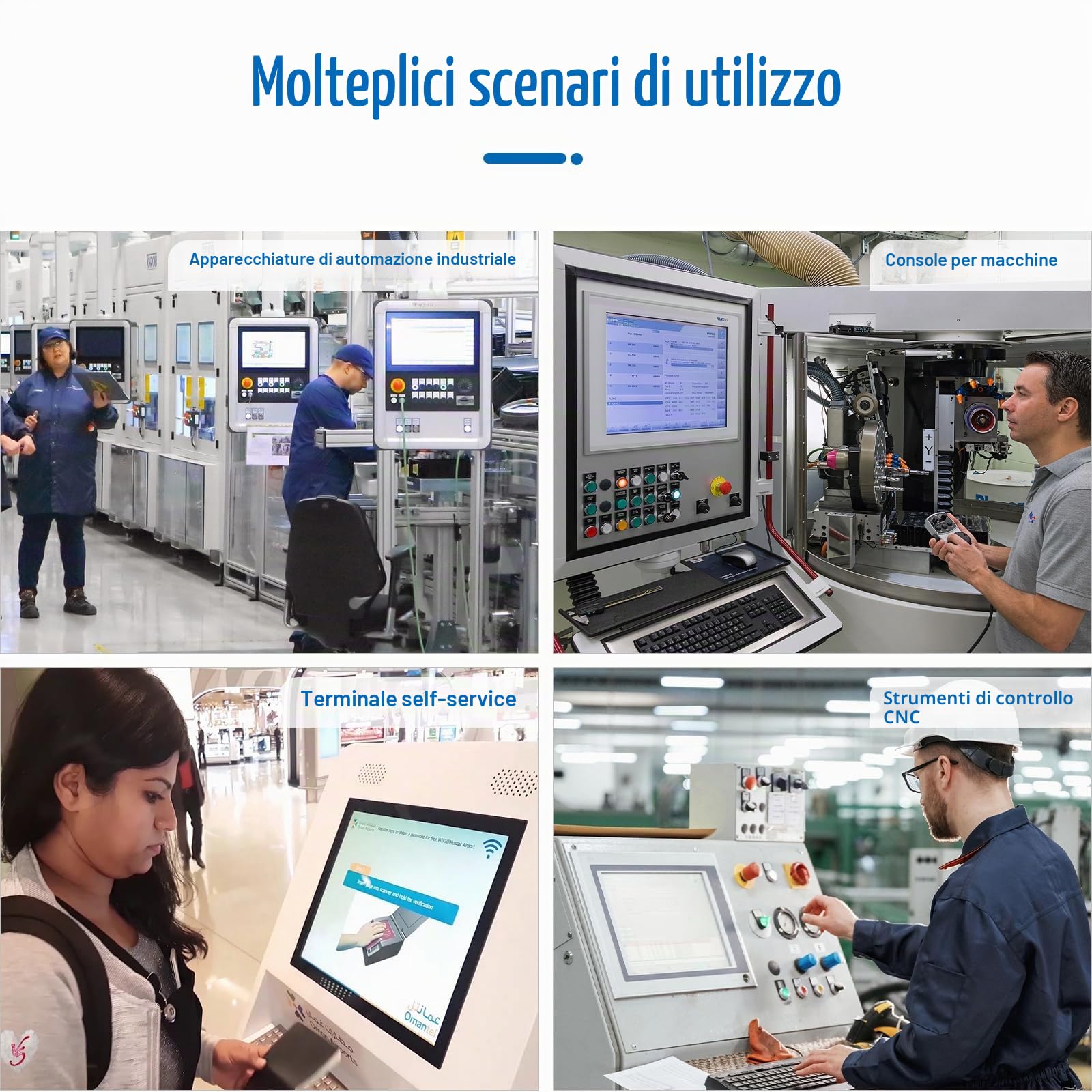 GreenTouch Monitor industriale 15,6 pollici con touchscreen incorporato ad alta risoluzione, pannello frontale IP65, display con custodia in metallo robusto - 1920x1080