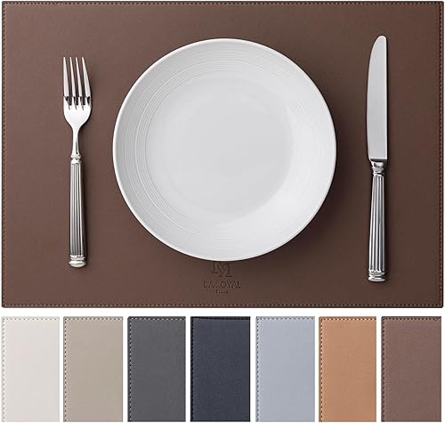 Juego de 6 manteles individuales de piel sintética de vinilo, lavables, lavables, para cocina, mesa de comedor, resistentes al calor, impermeables,