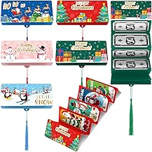 TecUnite 5 Pieces Christmas Money Holder Christmas Surprise Money Card Holder with 6 Slots Xmas Gift for Xmas Cash Card Supplies(Classic)