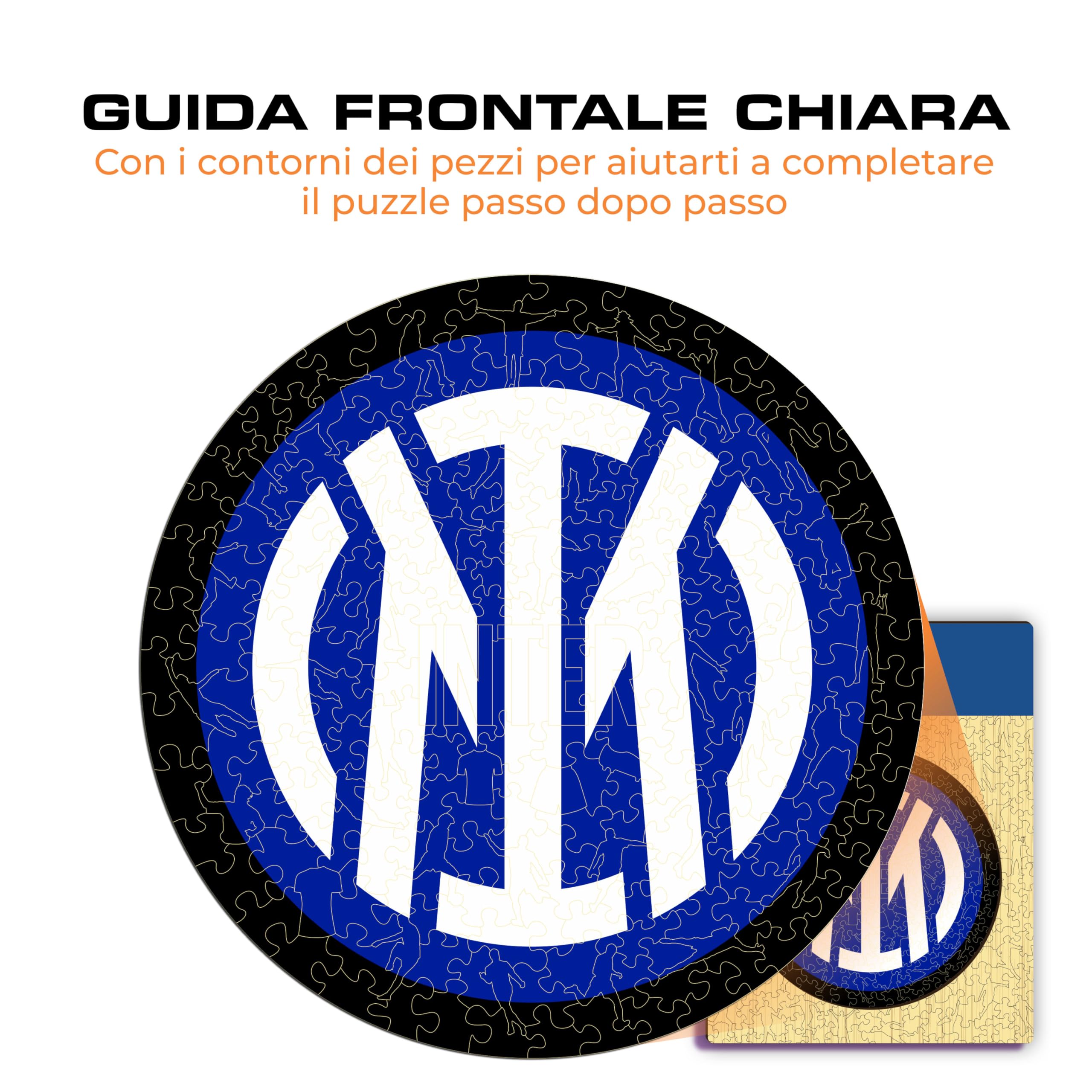 Inter Logo Prodotto ufficiale, Puzzle di Legno per Adulti e Bambini, Legno 100% Sostenibile, Logo, Taglia M