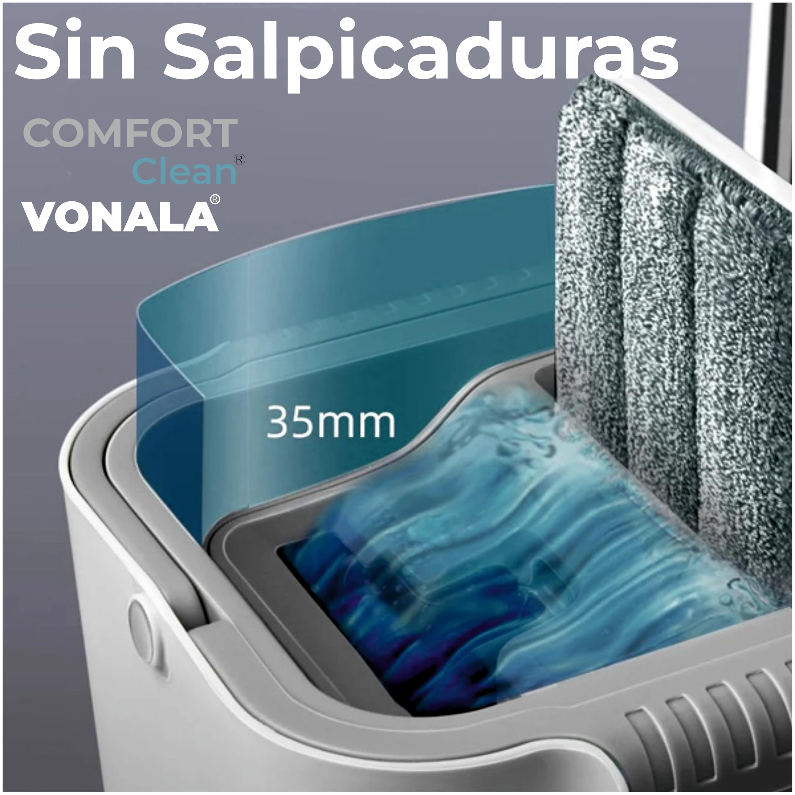 Mopa Fregona con Cubo Escurridor ComfortClean, Mopas de Limpieza Suelos, Mopa para Limpiar Azulejos y Paredes, Cubo Fregona Escurrefacil, Incluye Guía de Limpieza Doméstica, Fregona Mopa con Cubo
