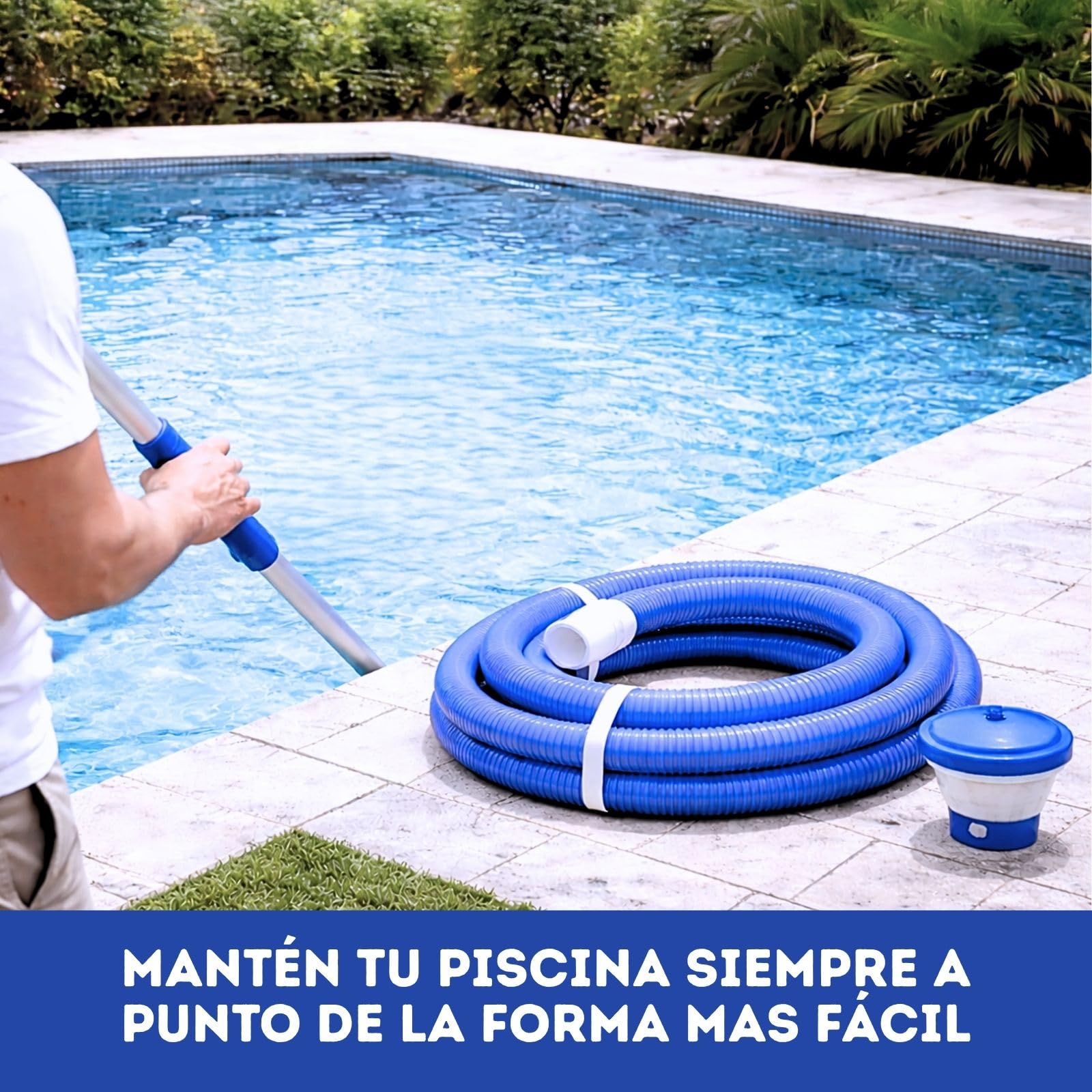 ONEPOOL Manguera para Limpiafondos Piscina 15 m | Tubo Corrugado Flexible para Aspiración y Limpieza de Piscinas | Compatible con Limpiafondos y Boquillas Estándar 38 mm | Resistente UV.