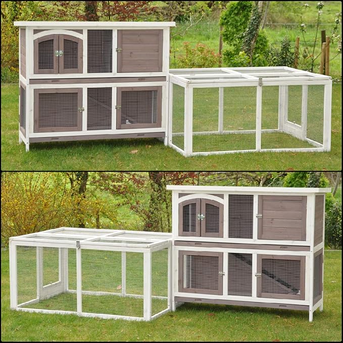 PawHut konijnenhok combinatie konijnenhok XXL hok voor cavia's met