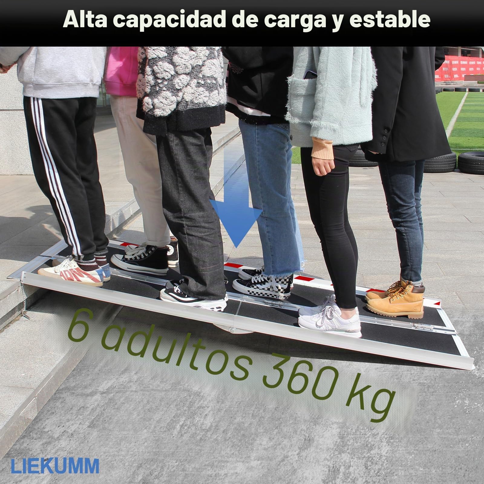 LIEKUMM Rampas para Silla de Ruedas 182,5 cm, Capacidad de Carga 300 kg Aluminio Rampa Antideslizante, Rampa Silla de Ruedas Portátil para Escalera, Escalon, Umbral, Menaje del Hogar