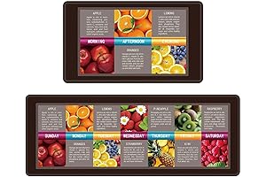 Fruit Kitchen Mats 2 Piece Set for Floor, Decorative Non Slip Rug