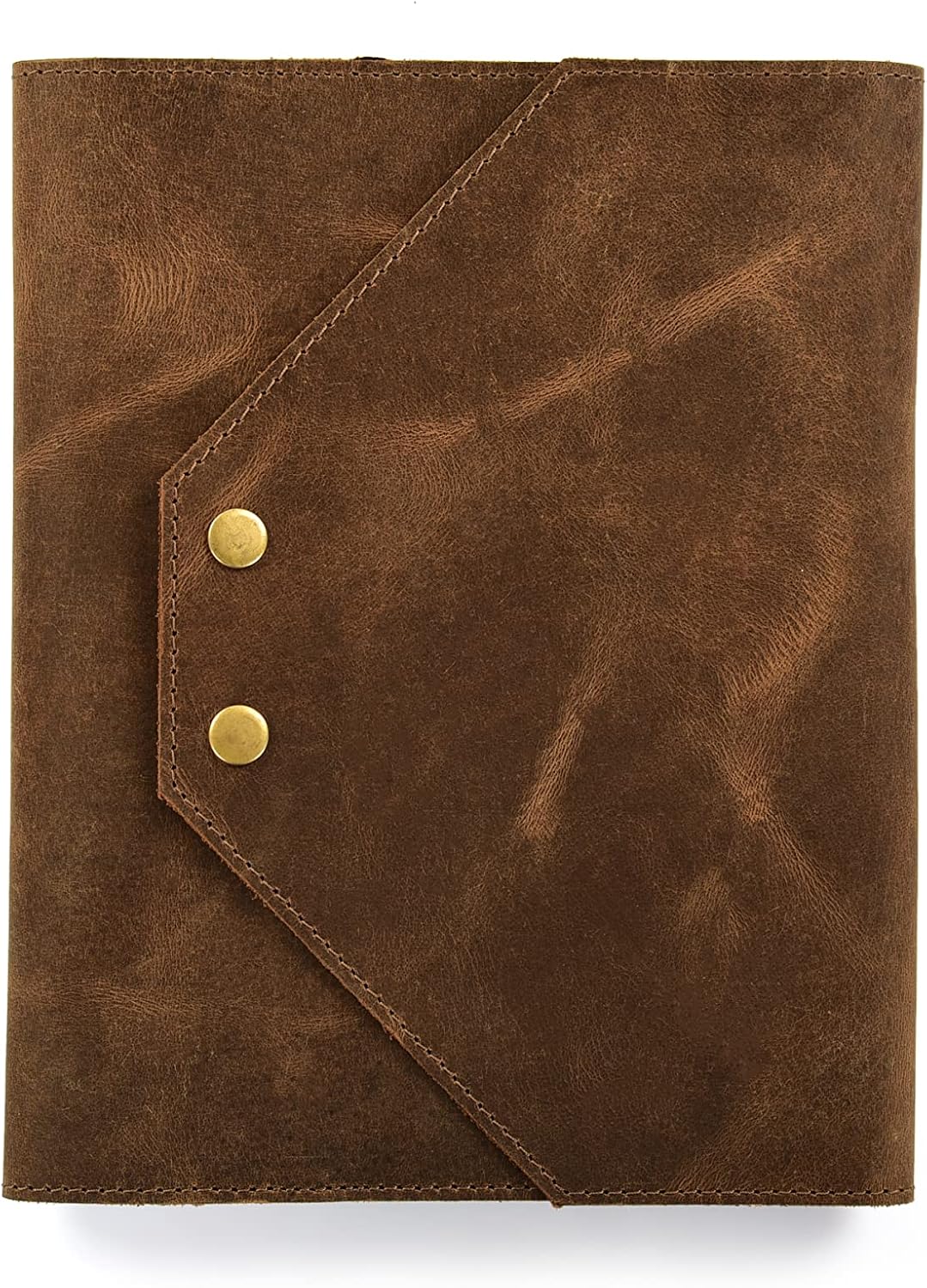 Leather Spiral Journal Daily Travel Diary, Card Holder, Pen Holder, Antique Handmade Vintage Bound Rustic Writing Notebook Unlined Iovry Paper, Art Sketchbook, A5-Brown