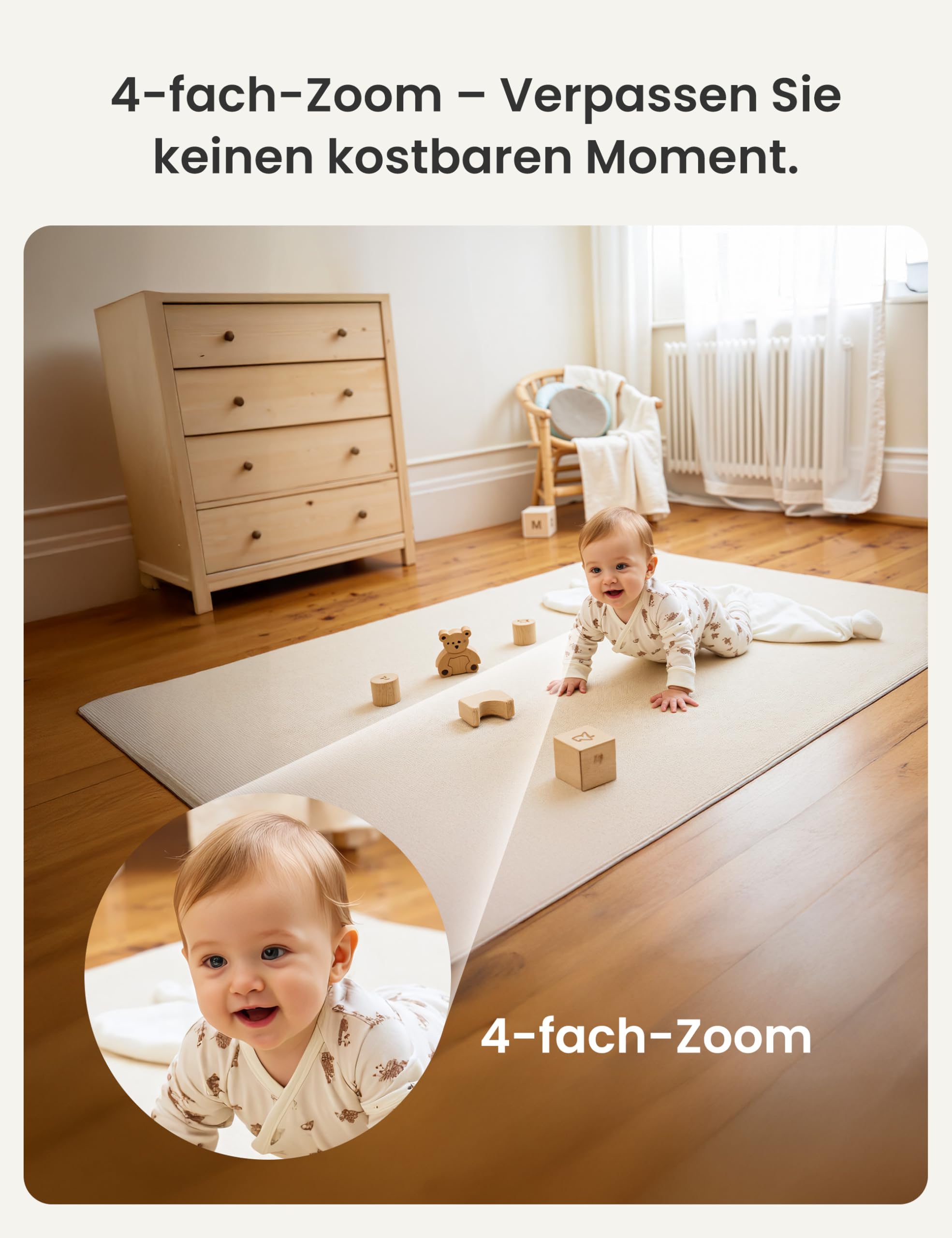 Dr.Care 2K WLAN Babyphone mit Kamera, 5 Zoll, App & Klemmhalterung,360°