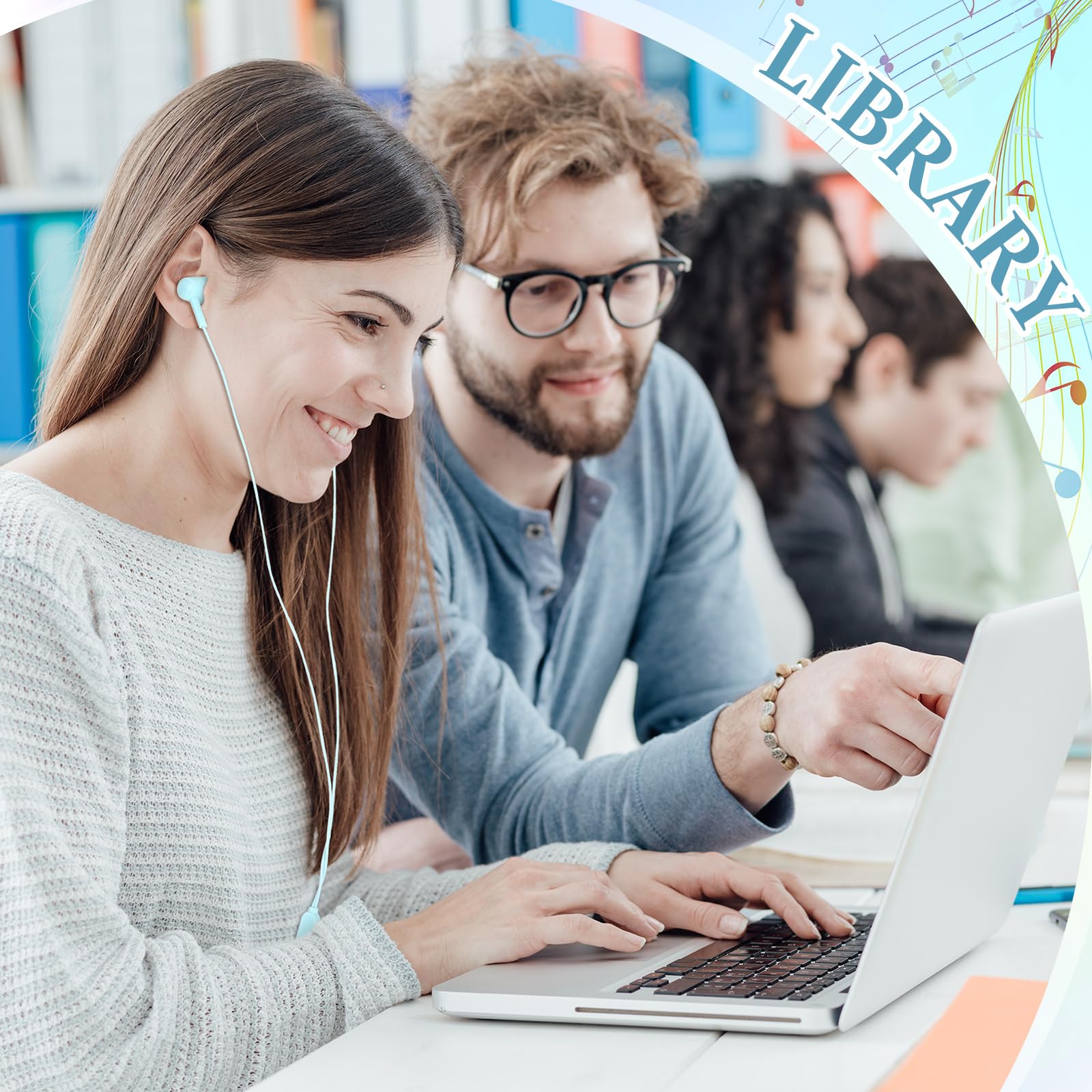 Xinnun Confezione da 50 auricolari con microfono, per studenti, con cavo, con spina da 3,5 mm, per bambini e adulti, scuola, biblioteca, museo, viaggi, aereo, tablet (classici, multicolori)
