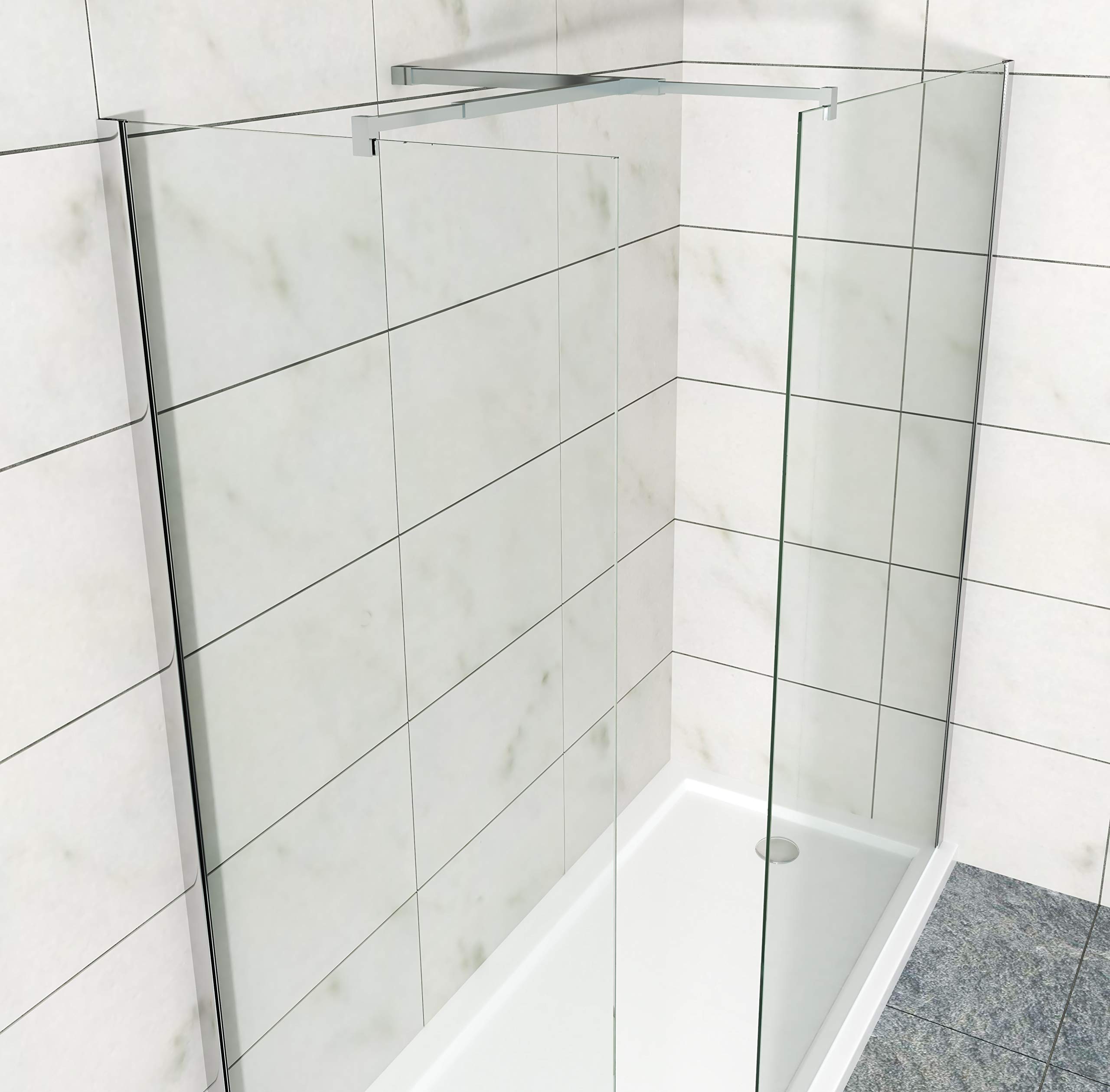 Doppia Parete Doccia Walk-in Con Braccio Di Sostegno Superiore A T Vetro 8 mm Reversibile (68-70 x 108-110 H 200 cm)