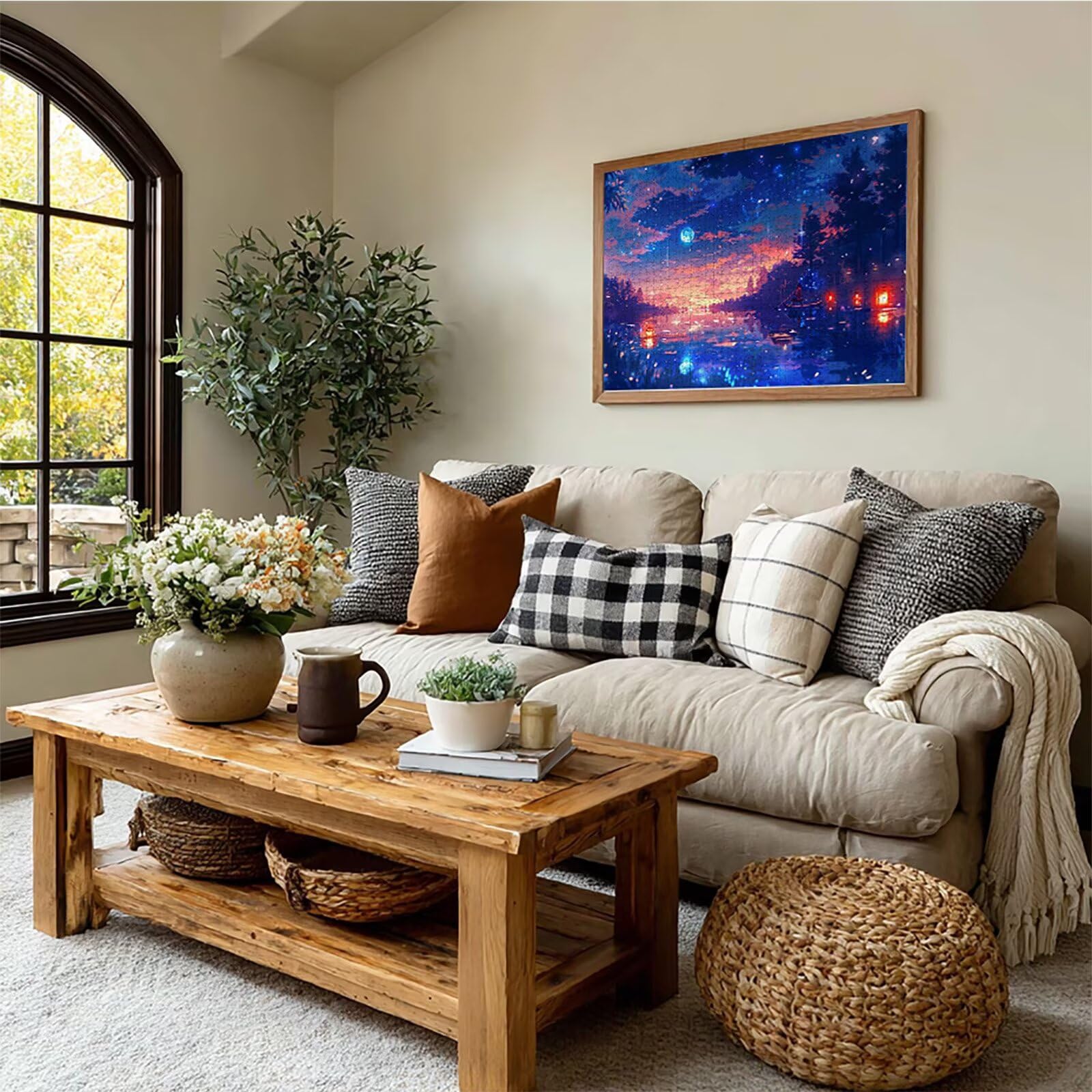 Puzzle Sztuka z księżycowym pudełkiem, gwiaździste niebo drewniane puzzle 3000 sztuk dorosłych 122 x 81 cm, łamigłówka, zajęcia rozrywkowe na wysokim poziomie trudności, układanka dla całej rodziny