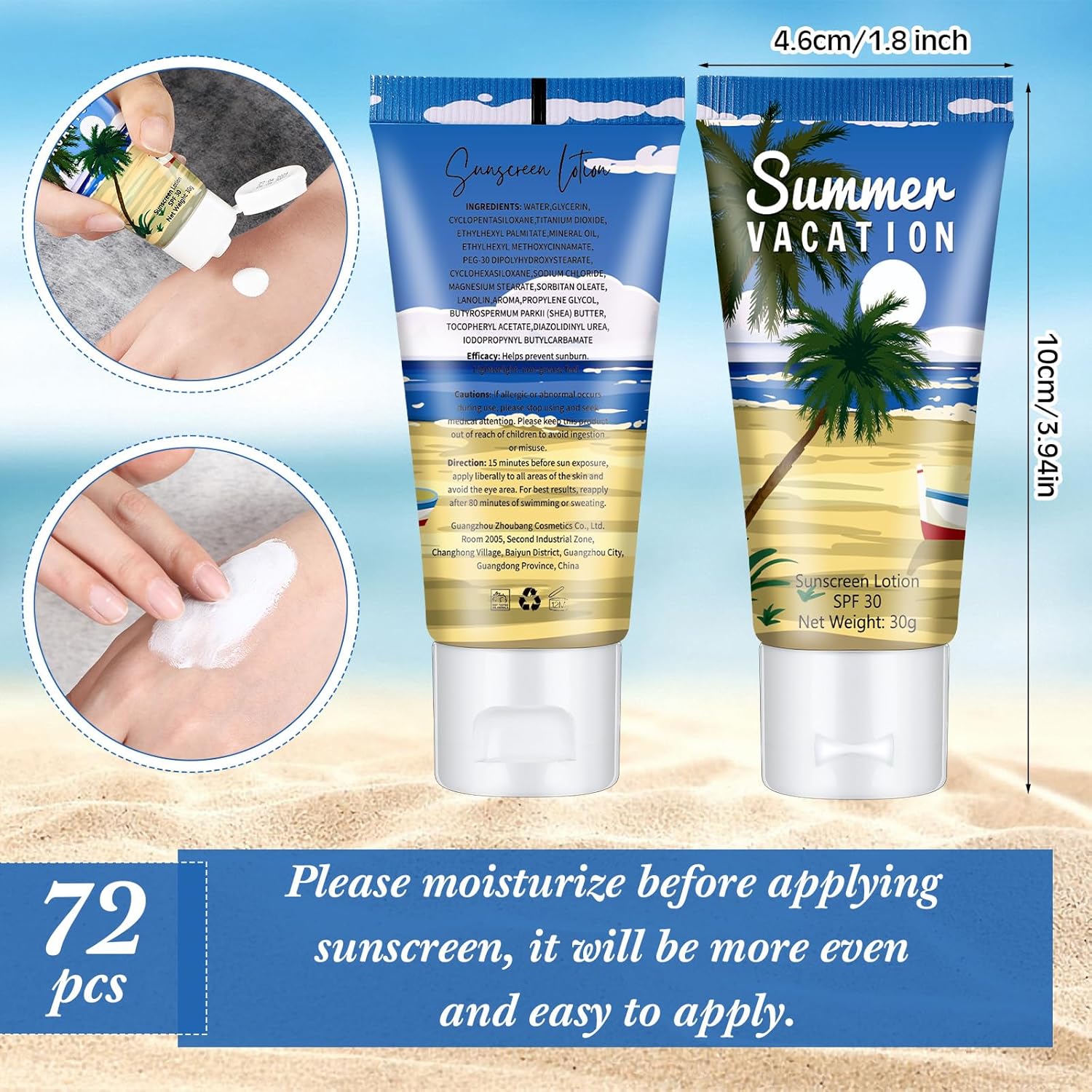 9 Pcs Mini Sunscreen Bulk for Summer Party Wedding SPF 30 Water Resistant Sunscreen Lotion Bulk 1oz Travel Size for Thank You Gifts Summer Party Wedding Supplies(Vacation)