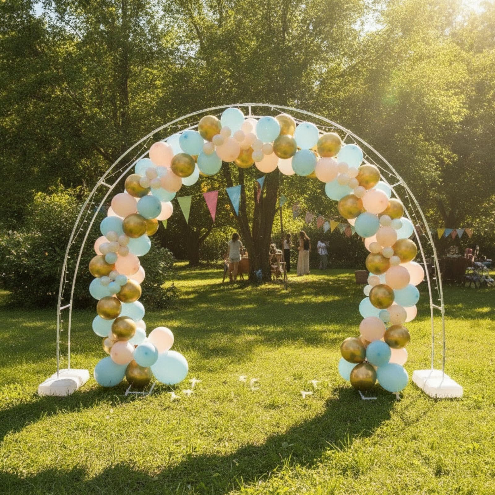 Doppelter Ballonbogen set Bogenständer Rahmen Ständer Hintergrund Langlebige Kohlefaser Metallkonstruktion Breite Standfläche mit Wassergewichten für