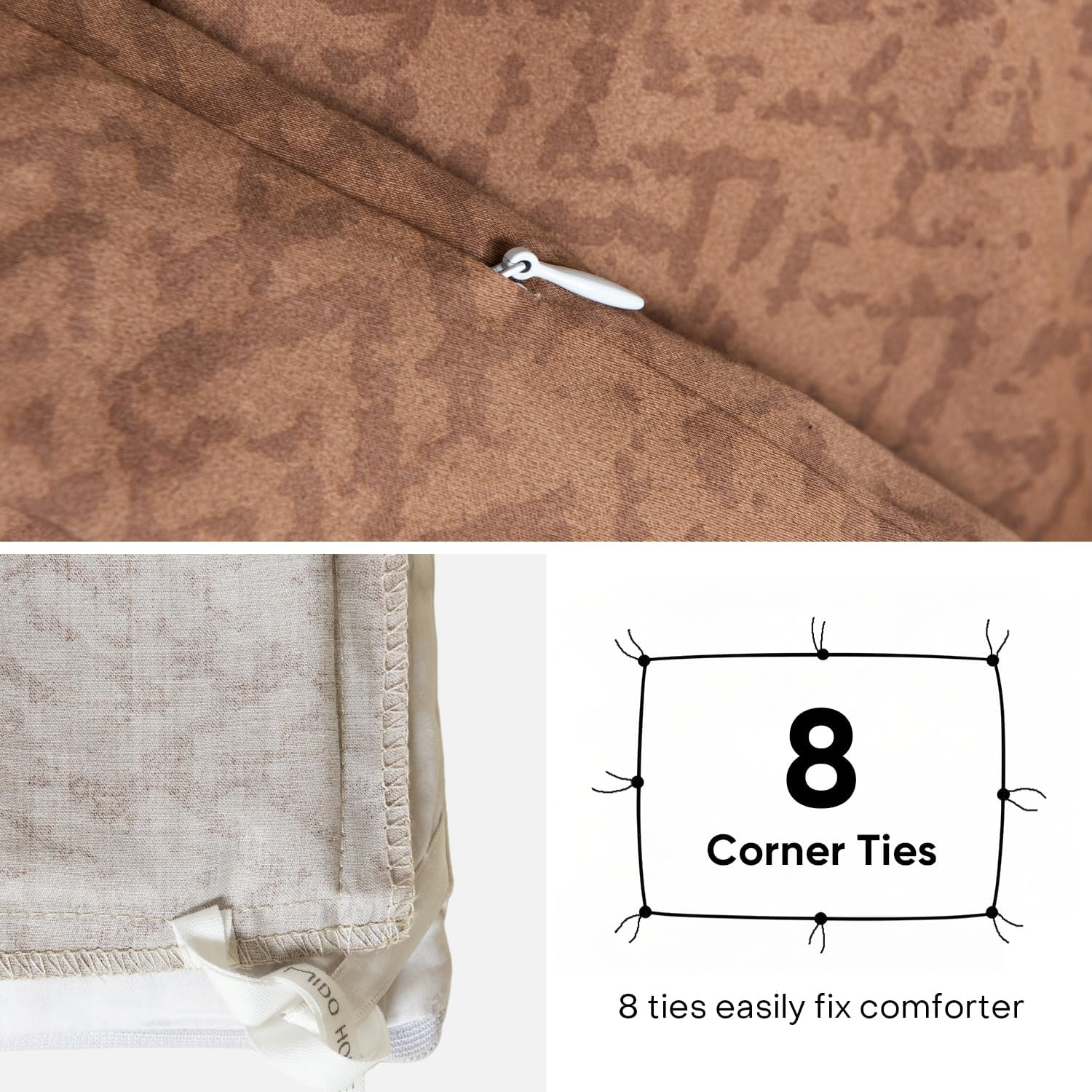 MIDO HOUSE Washed Cotton Duvet Cover Set with Fun Animal Embroidery,Soft Printed Bedding Set with Zipper Closure - Breathable and Durable