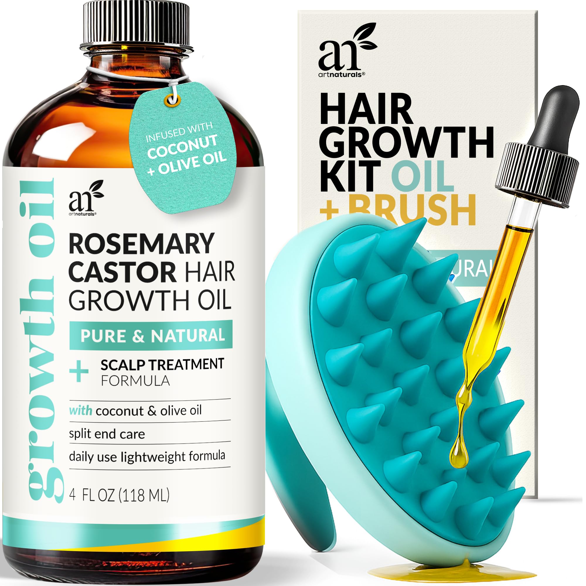 artnaturals Rosemary Castor Hair Oil, 4 fl oz (118 ml)