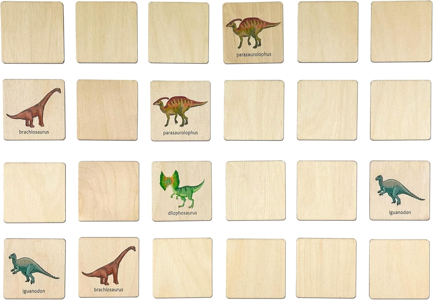 Wooden Dinosaurs Matching Cards, 1 2 3 4 Year Old Montessori Materials for Toddler, Kids Dino Matching Cards Activity, Dinosaur Puzzle Game, Toddler Gift, Gift for Kids, First Birthday Gift(5.5x5.5cm)
