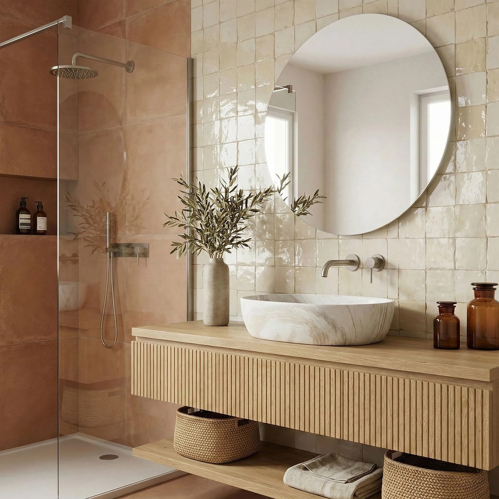 Lavabo Sobre Encimera Rea Amelia 48 Saturn Beige 48X34,5X13,5Cm