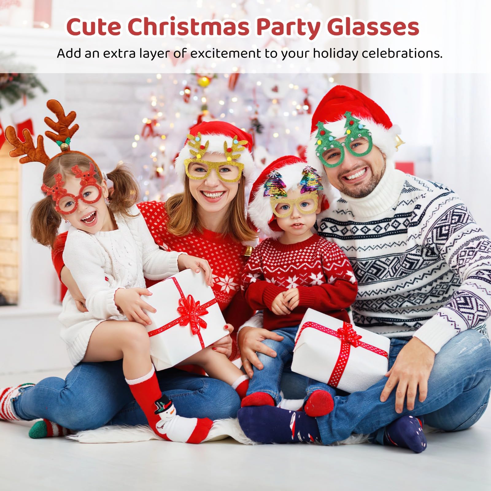Itoyx 12PCS Christmas Glasses - Party Glasses Decorations Eyewear Accessories Favors - Tree Santa Claus Photo Booth Props Costume - Image 3