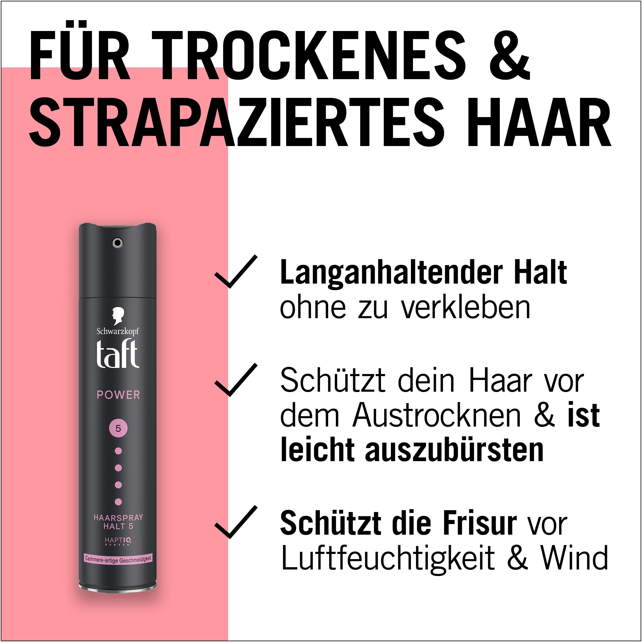 Schwarzkopf TAFT lakier do włosów Power Cashmere (250 ml), stopień utrwalenia, 5 stylizacji włosów, lakier do włosów suchych i zniszczonych, gładkość przypominająca kaszmir, wegańska formuła *
