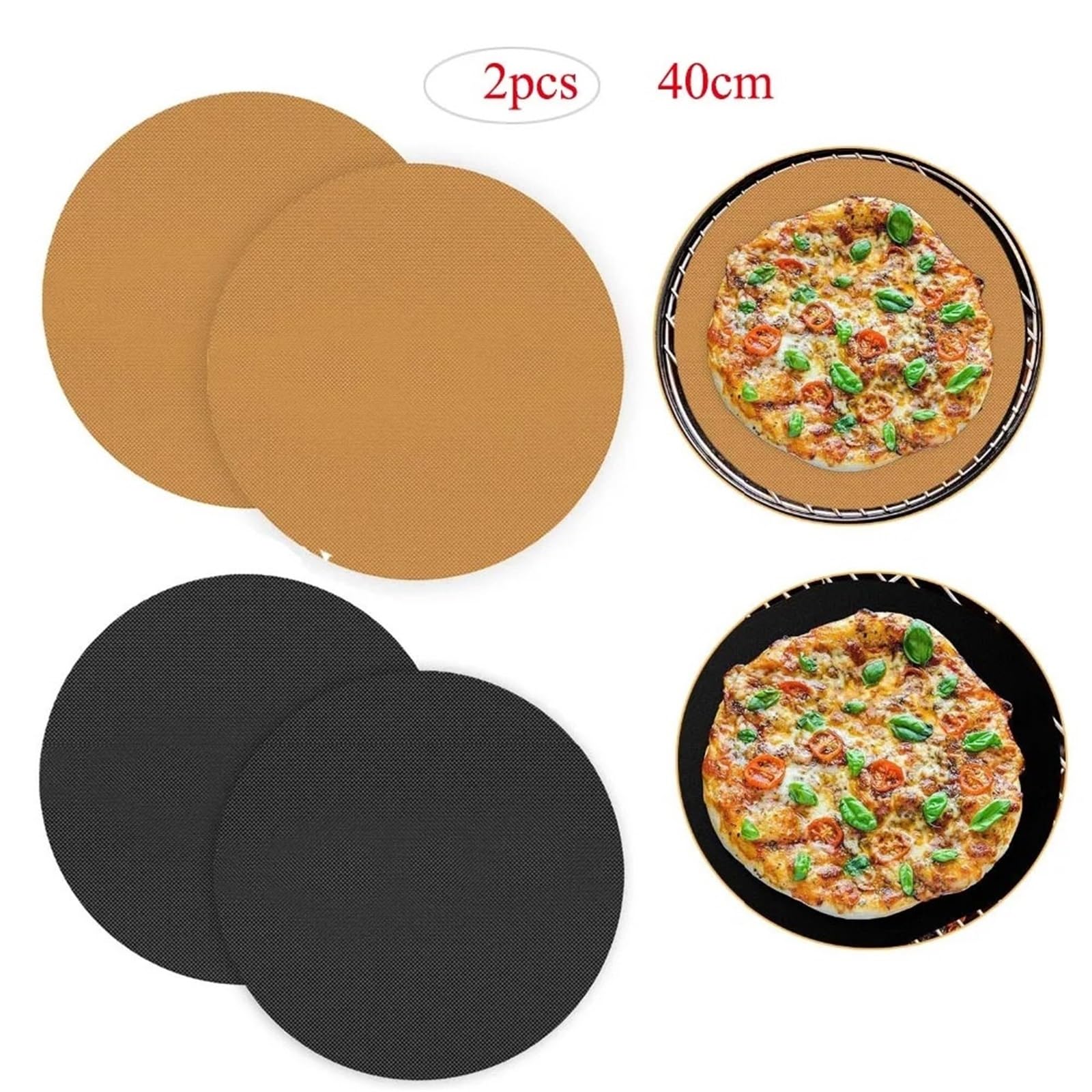 Ofenmatte 2 Stück wiederverwendbare Antihaft-Grillmatten-Pad, Backform, Brateinsatz for Grills, Mikrowellenherde(Black)
