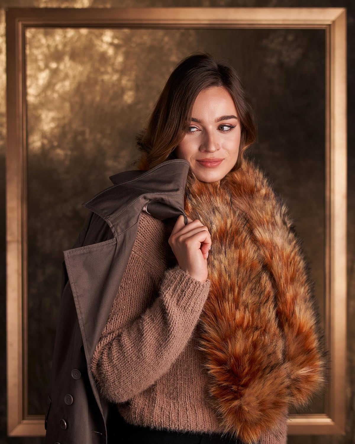 Futrzane Classic Scarf - Faux Fur Scarves Collars for Women - Long Neck Warmer