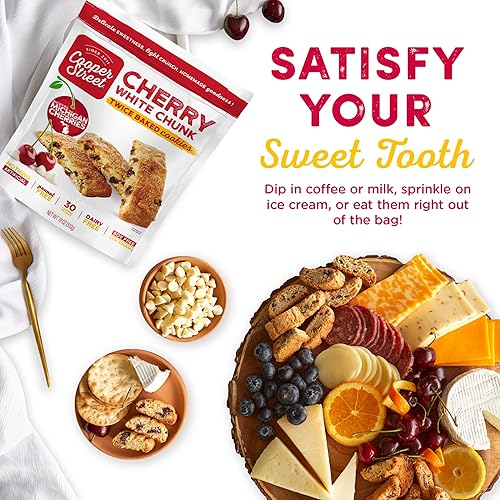 Miniatura 7 de Cooper Street Galletas italianas Biscotti Galletas de galletas estilo biscotti dos veces horneadas en delicioso sabor a trozos blancos de cereza,