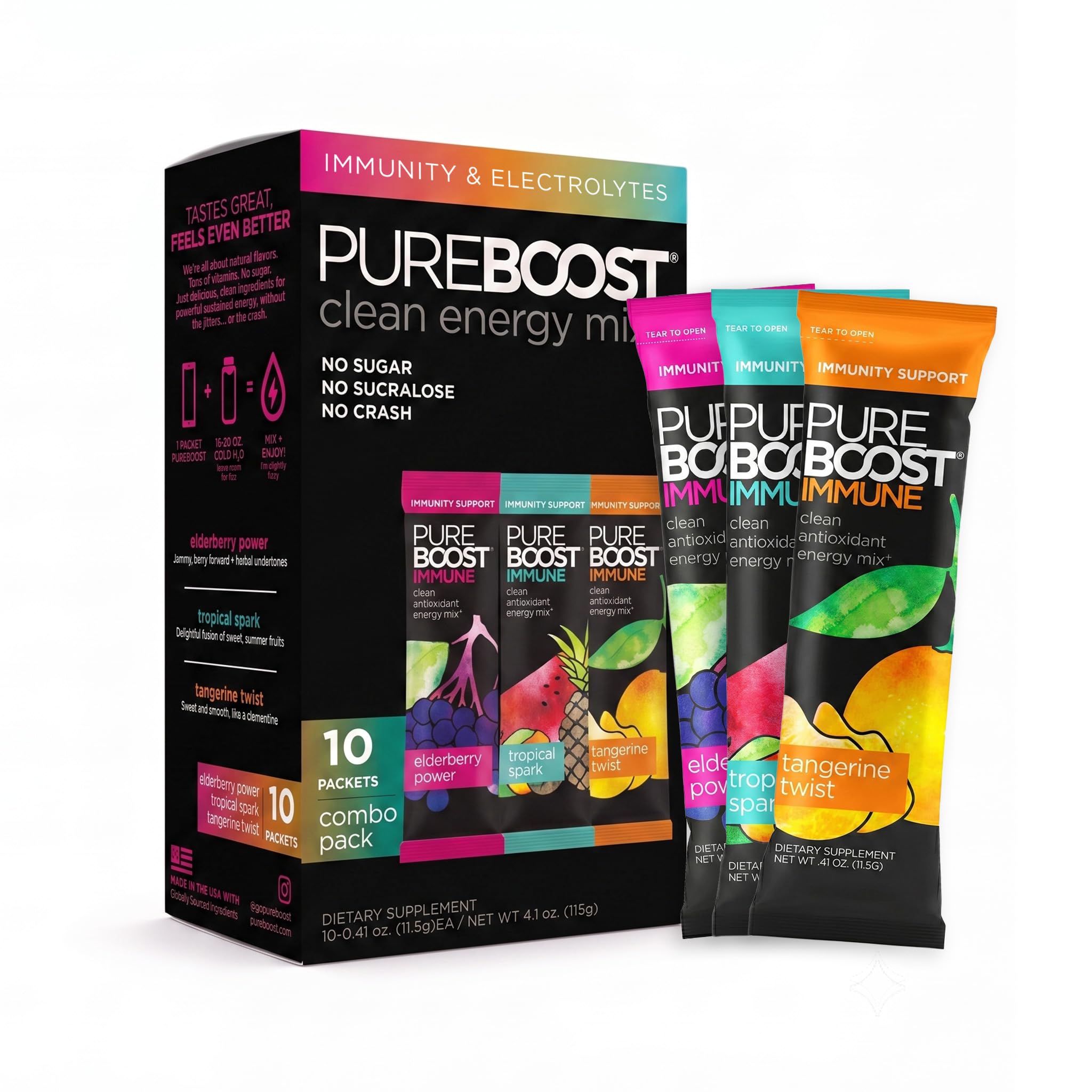 Pureboost Sugar-Free Immune Clean Energy Booster Drink Mix, Combo Pack 30ct — Amazon image 11