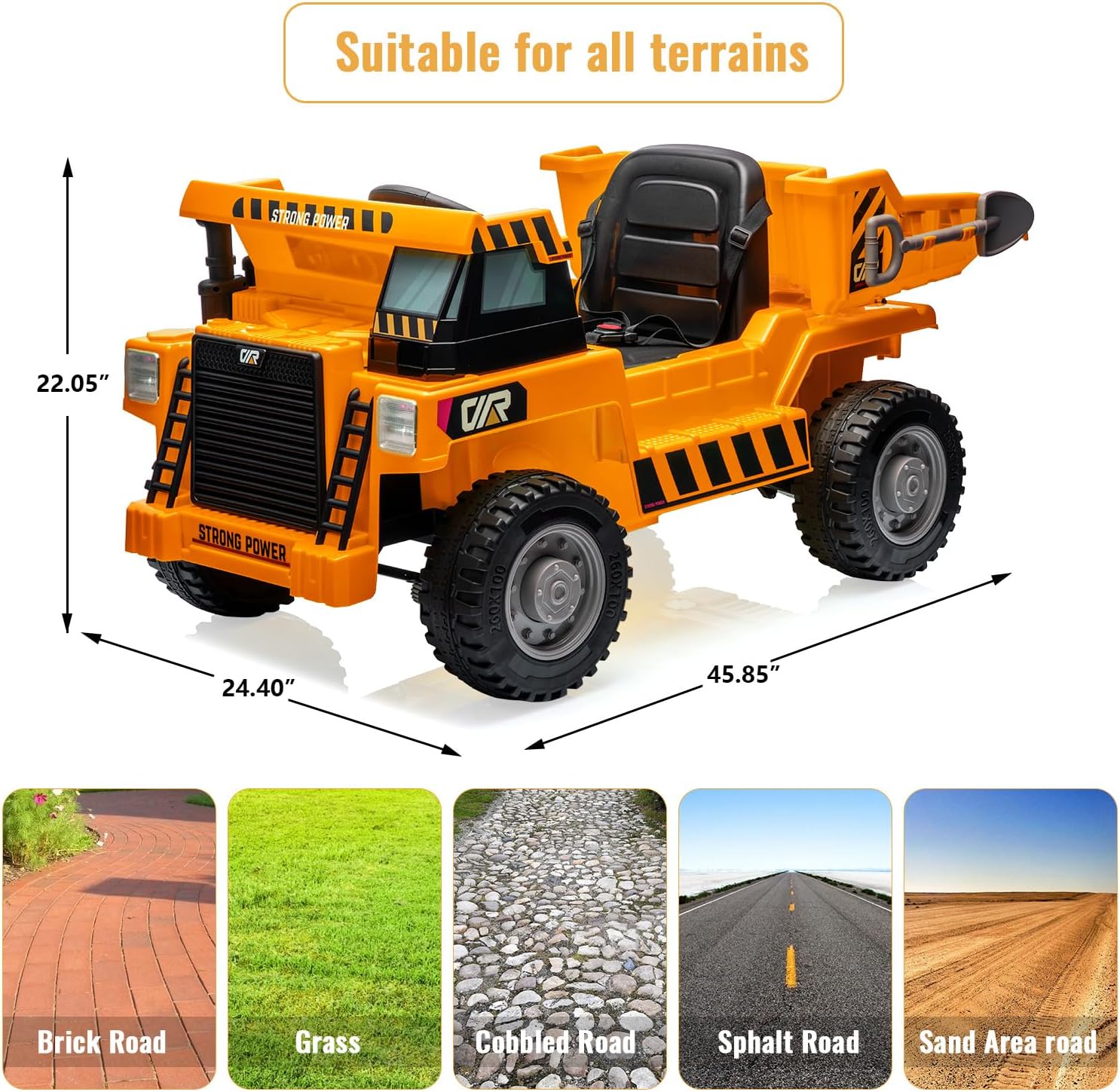 12V Ride on Dump Truck with Remote Control, Electric Toy Car, 4-Wheeler Construction Vehicles with Dumping Bed & Music