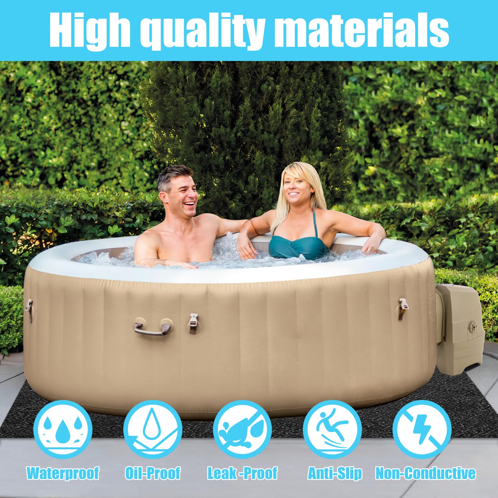 Alfombrilla Antideslizante Impermeable para bañera de hidromasaje, Reutilizable, Protector para el Suelo de la bañera de hidromasaje, Lavable Alfombra para Piscina (Cuadrado, 231 x 201 cm)