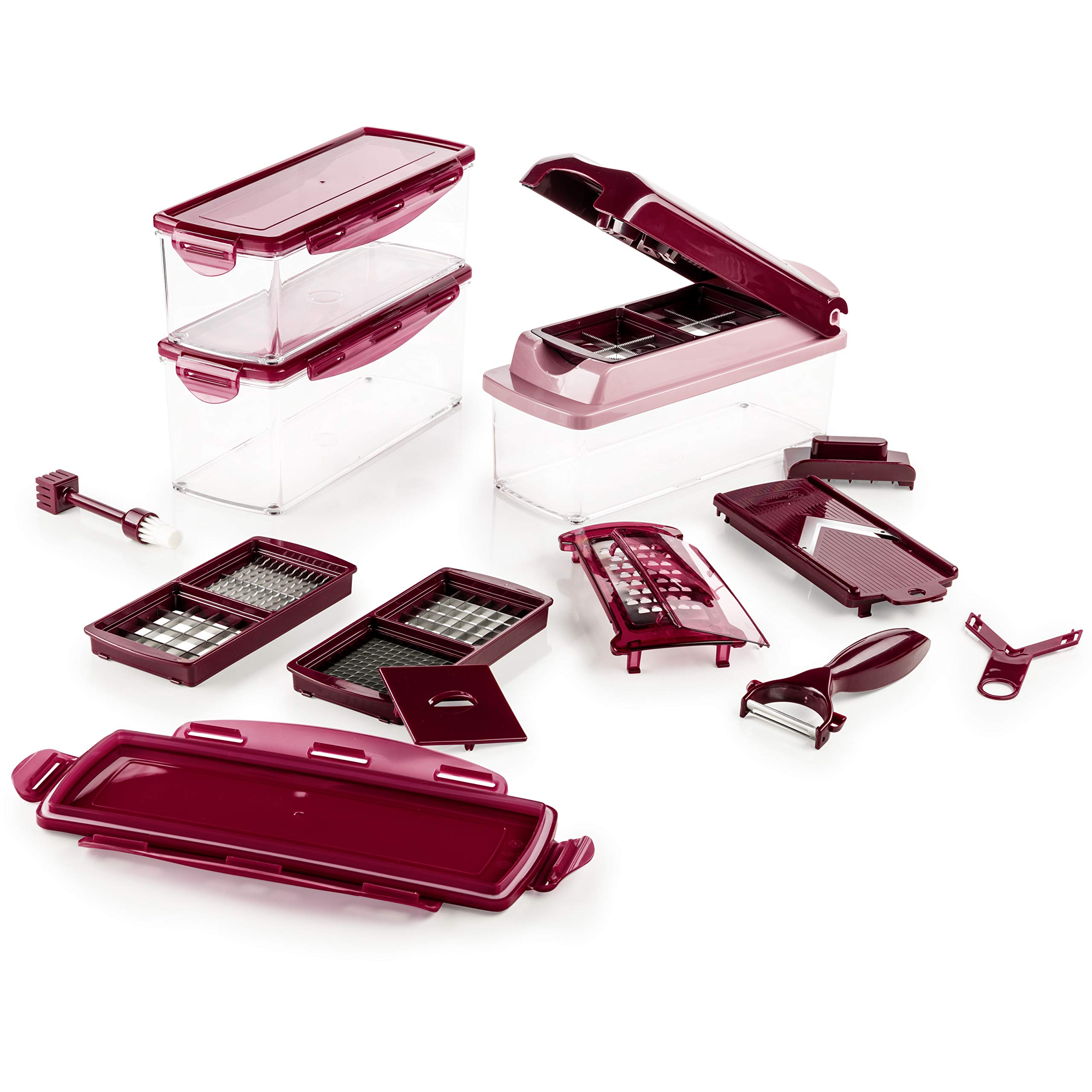 Genius Nicer Dicer Plus | Mandoline 18 en 1 Multifunction Professionelle | Trancheuse | couper- / râpé- / éplucher- / cubes- / bâtonnets- / quartier- / manger- / stocker- / légumes | slicer | cuisine