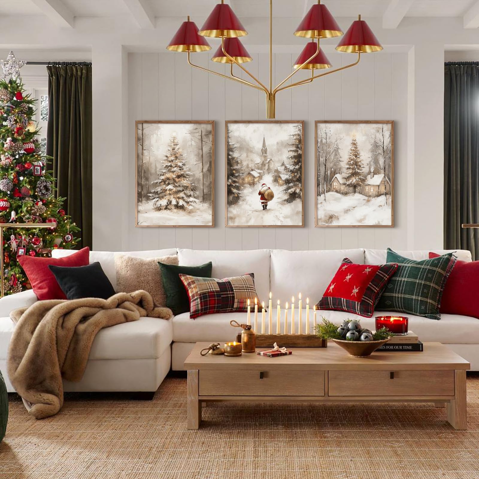Christmas Canvas Wall Art 16 x 12 - Lighted Up Castle in Snow Print LED Xmas Wall Art Prints for Holiday Decor