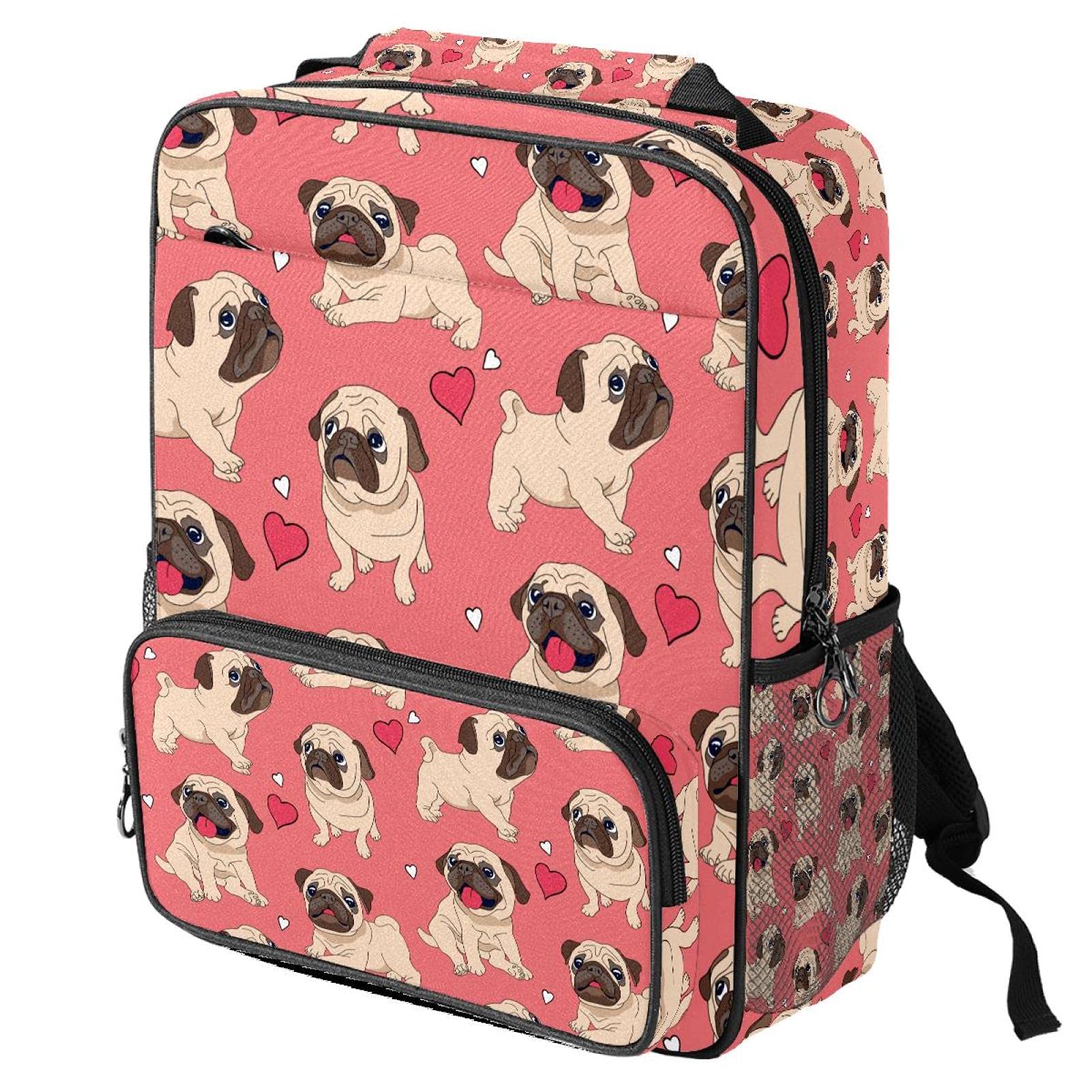 Sac de travail tendance pour ordinateur portable femme fille homme avec carlin rose - 8