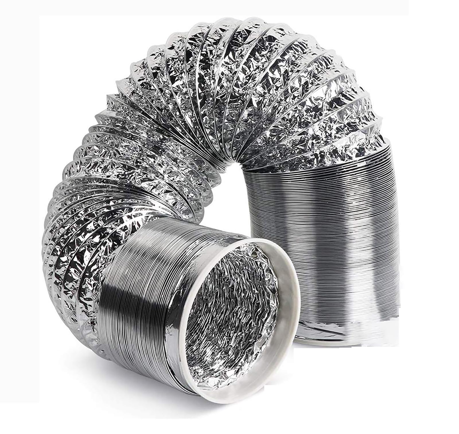 Lokori White/Green/Light 160Mm Aluminium Ventilation Ducting, 3 Metres Aluminium Air Duct Flexible Hose, For Tumble Drier, Cooker Hood, Extractor Fan, Hydroponics Grow Room,Bathroom Extraction Fan (160Mm*3M)