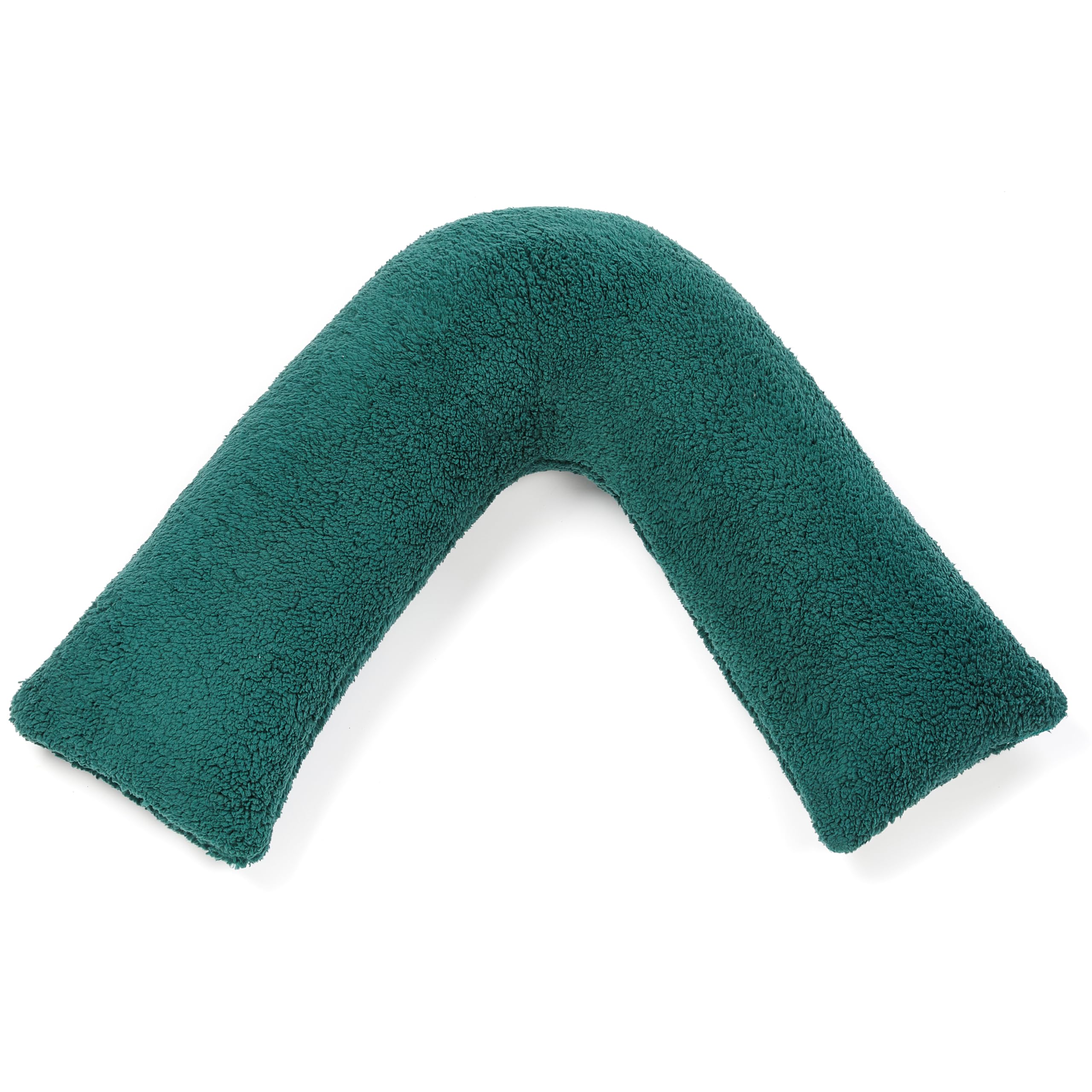 Downland Emerald Huggleland V Shaped Pillow – Orthopaedic Support For Neck, Back & Shoulders, Soft Teddy Fleece V Shape Triangle Cushion, Hollowfibre Filled Maternity, Pregnancy V Pillow 80X80cm (Emerald)