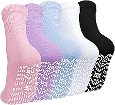 ZAKASA Chaussettes Antidérapantes Femme Sport: Chaussette Anti Dérapantes Coton Respirant Femmes Sans Élastique Socquettes 5 Paires