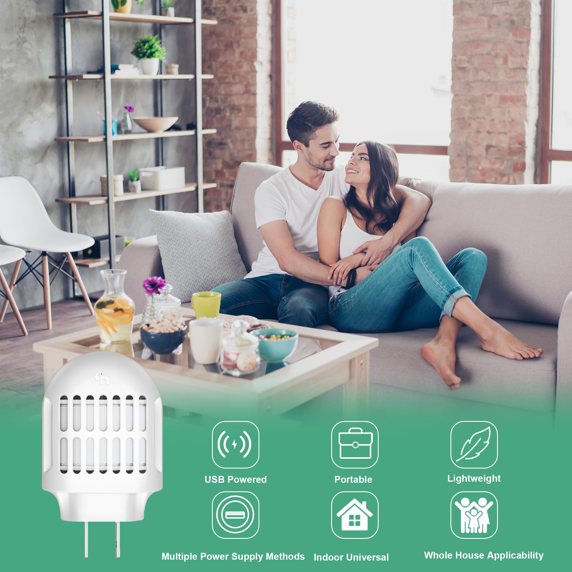 Repelente de mosquitos, electrónico para uso en interiores, sin velas ni llamas, sin DEET, para el hogar, dormitorio, oficina, cocina (blanco)