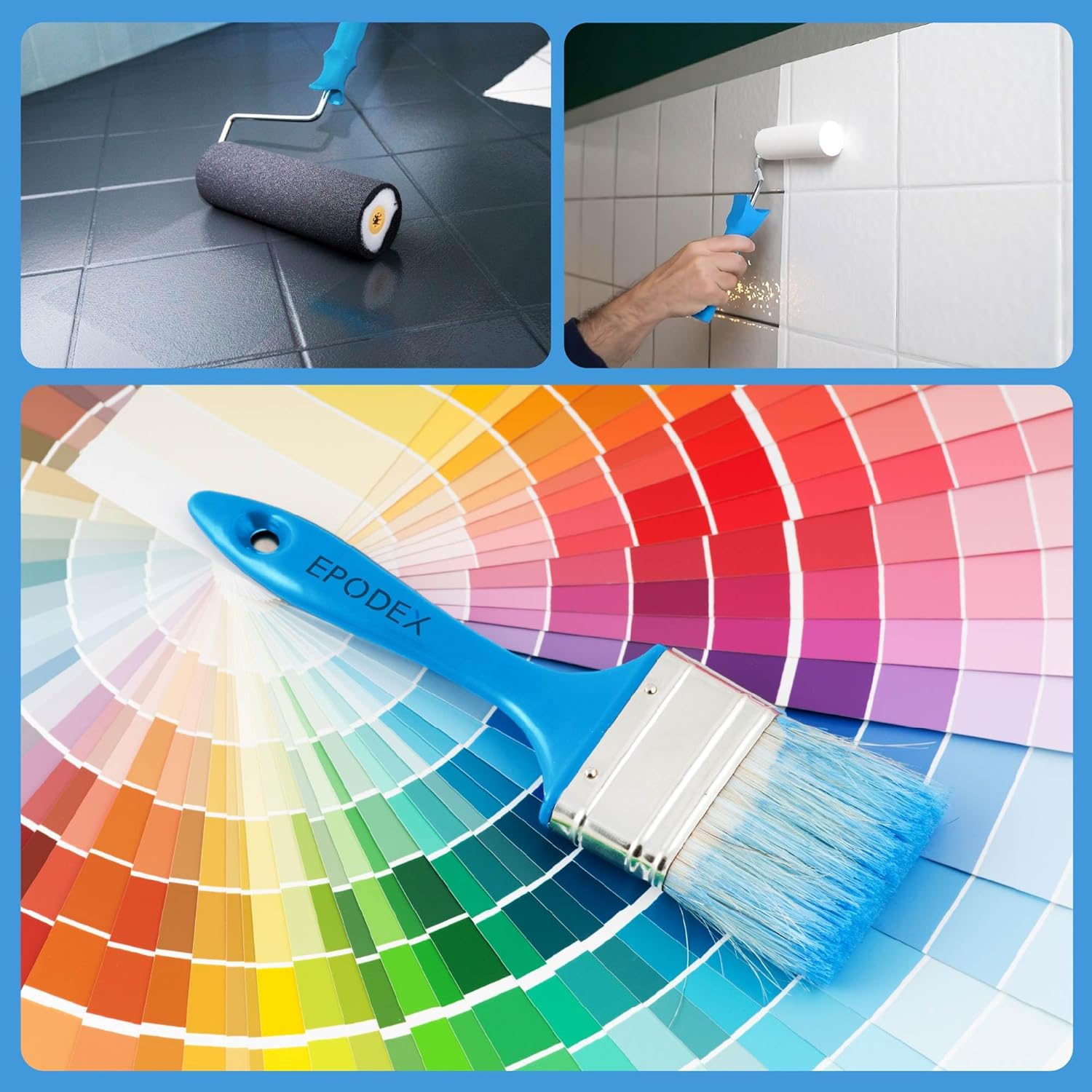 EPODEX TILE PAINT 2K, Epoxy Paint for Wall and Floor Tiles, Odorless, Abrasion-Resistant, Waterproof, High-Coverage - Ultra White, 45 fl oz (Approx. 161 sq ft for Coat)