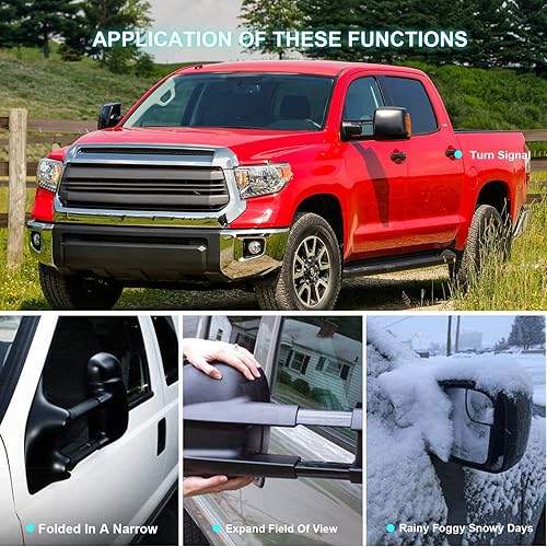 Miniatura 3 de SCITOO Espejos de remolque aptos para Toyota 2007-2017 para Tundra 2008-2017 para Toyota para Sequoia con control de potencia, señal de giro