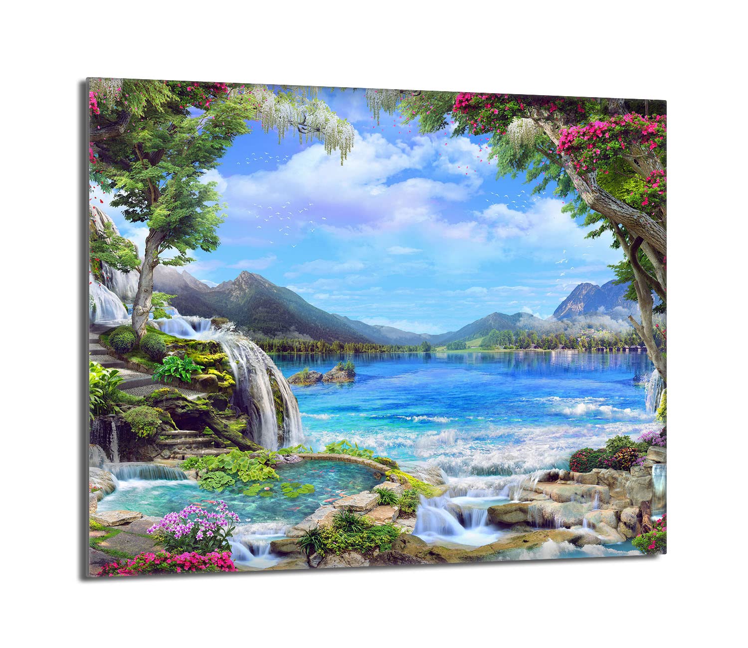 Placa protectora de vitrocerámica 60 x 52 cm 1 pieza cocina eléctrica universal para inducción protección contra salpicaduras tabla de cortar de vidrio templado como decoración, MONTAÑAS