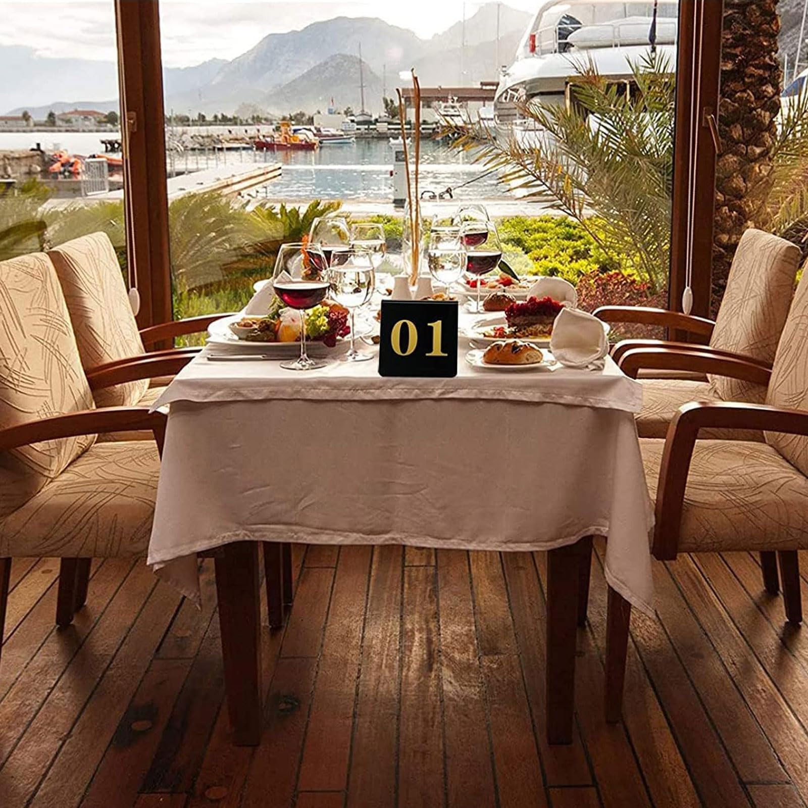 Números acrílicos de mesa de tienda de campaña, números de mesa de acrílico de doble cara, placas de números de mesas de restaurante, apilables, para cocina, comedor, banquetes de boda, carteles de