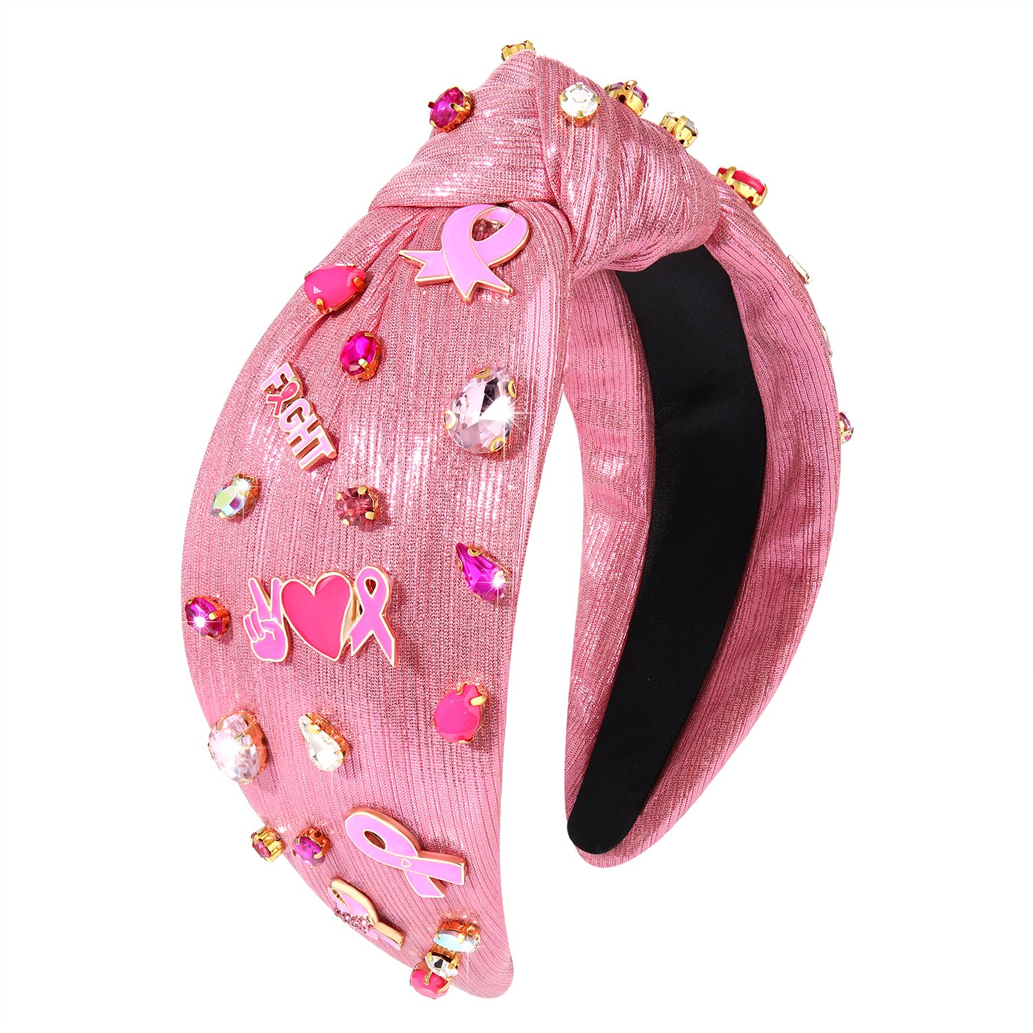 ?LELE SADOUGHI? Breast Cancer Awareness Crystal Knotted Headband Pink Velvet Lele Sadoughi Graduated Crystal Velvet Headband - Bergdorf  main image 4